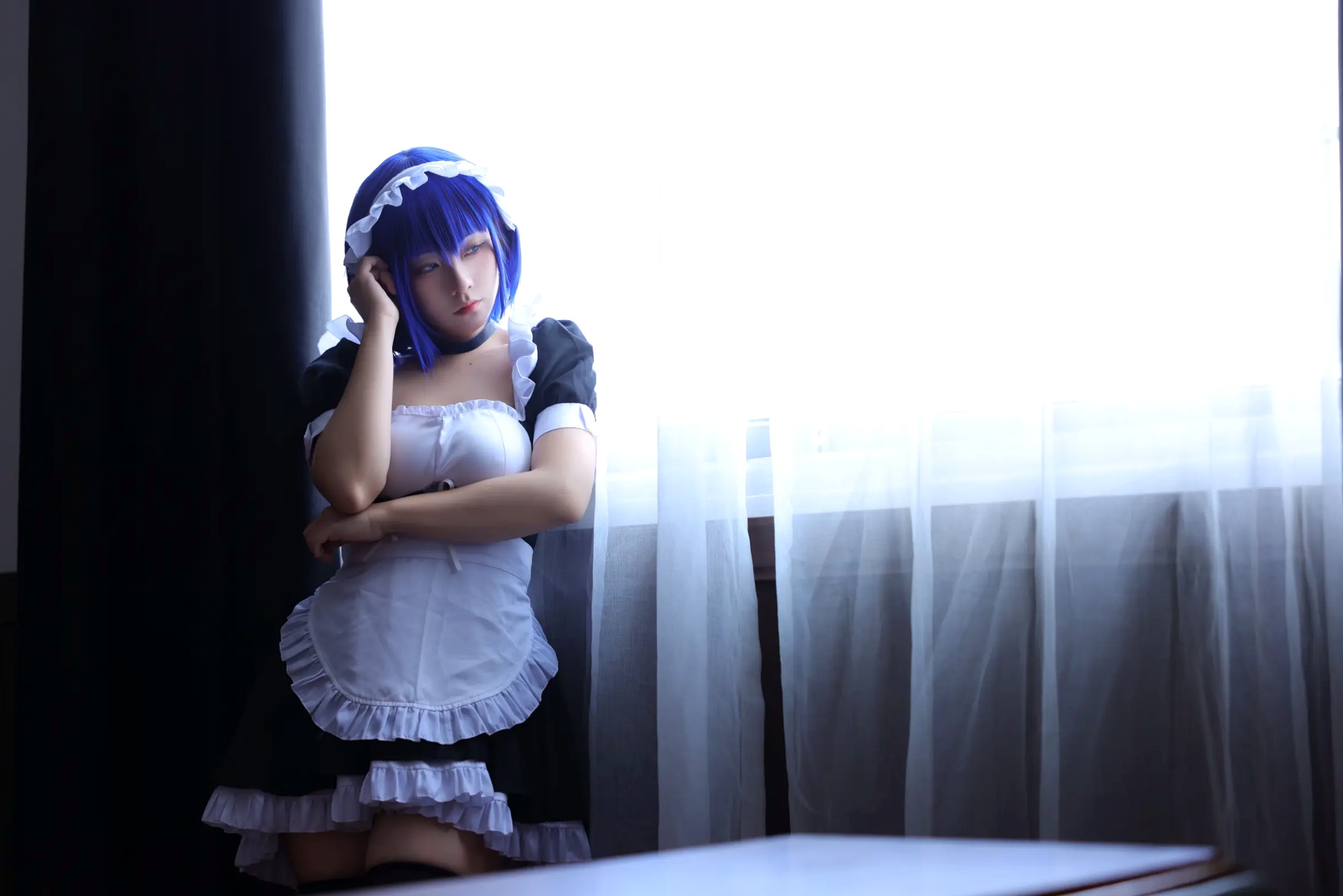 Gallery - G44不会受伤 枫与玲二次元女仆装Cosplay，绝美蓝发气质美女室内私房写真[49P]角色扮演女仆诱惑萌系治愈系 女神私房照_秀色女神 - image 24