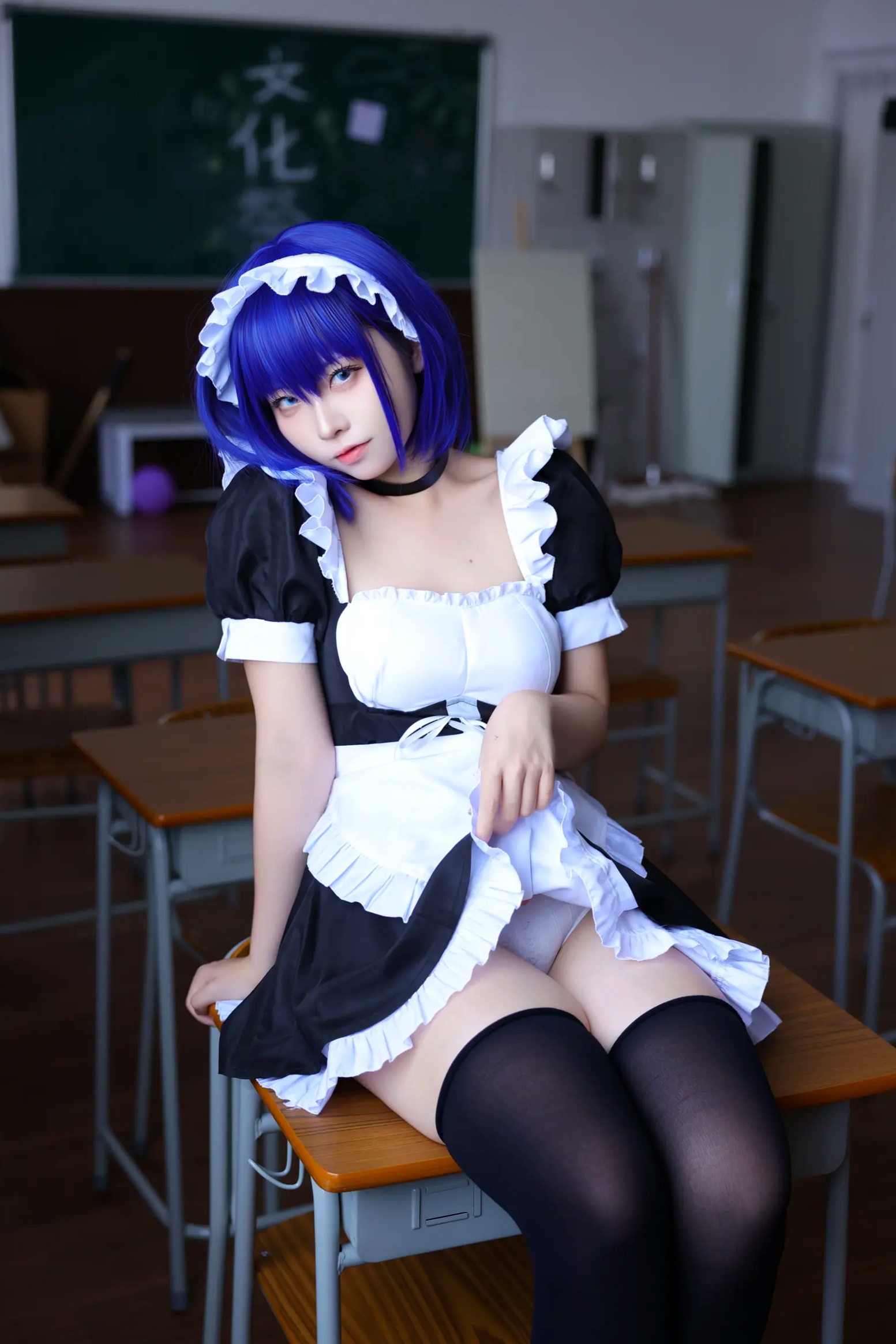 Gallery - G44不会受伤 枫与玲二次元女仆装Cosplay，绝美蓝发气质美女室内私房写真[49P]角色扮演女仆诱惑萌系治愈系 女神私房照_秀色女神 - image 29
