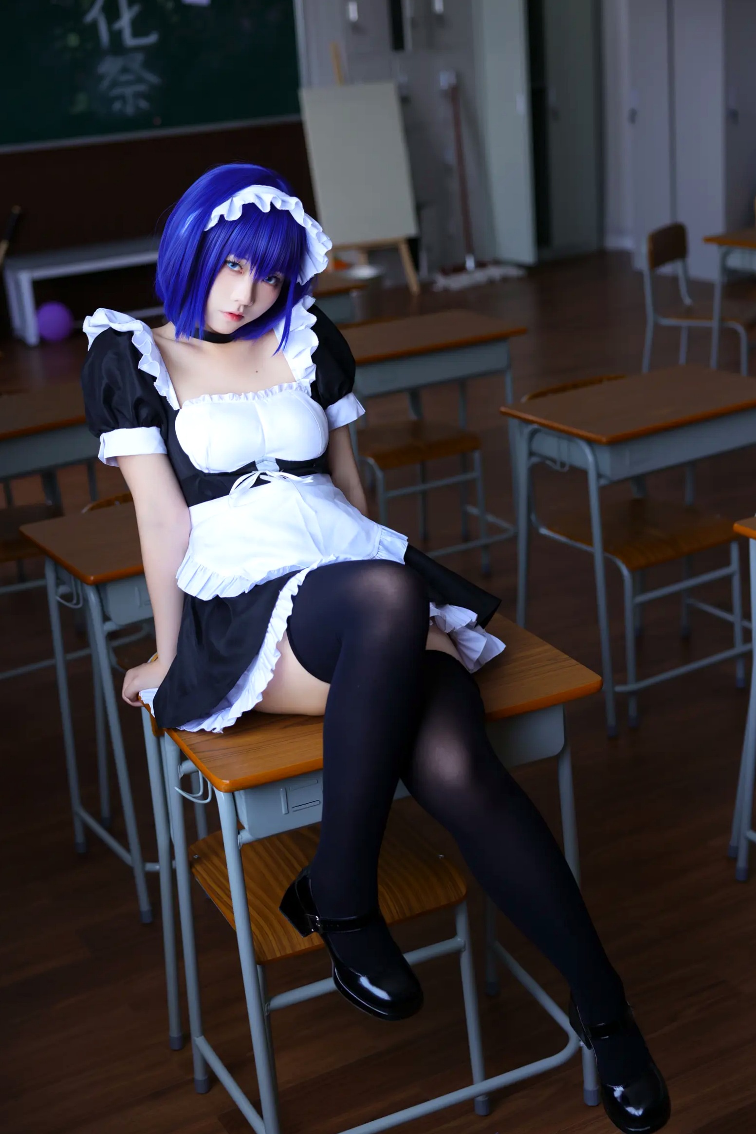 Gallery - G44不会受伤 枫与玲二次元女仆装Cosplay，绝美蓝发气质美女室内私房写真[49P]角色扮演女仆诱惑萌系治愈系 女神私房照_秀色女神 - image 30