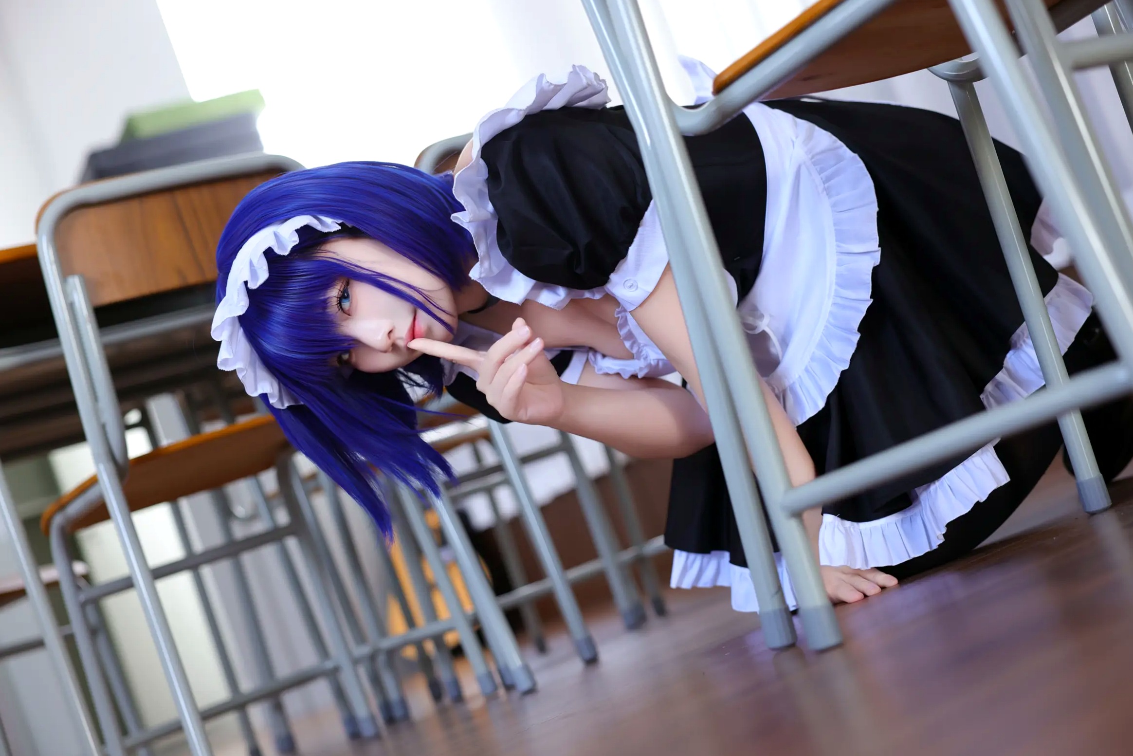 Gallery - G44不会受伤 枫与玲二次元女仆装Cosplay，绝美蓝发气质美女室内私房写真[49P]角色扮演女仆诱惑萌系治愈系 女神私房照_秀色女神 - image 36