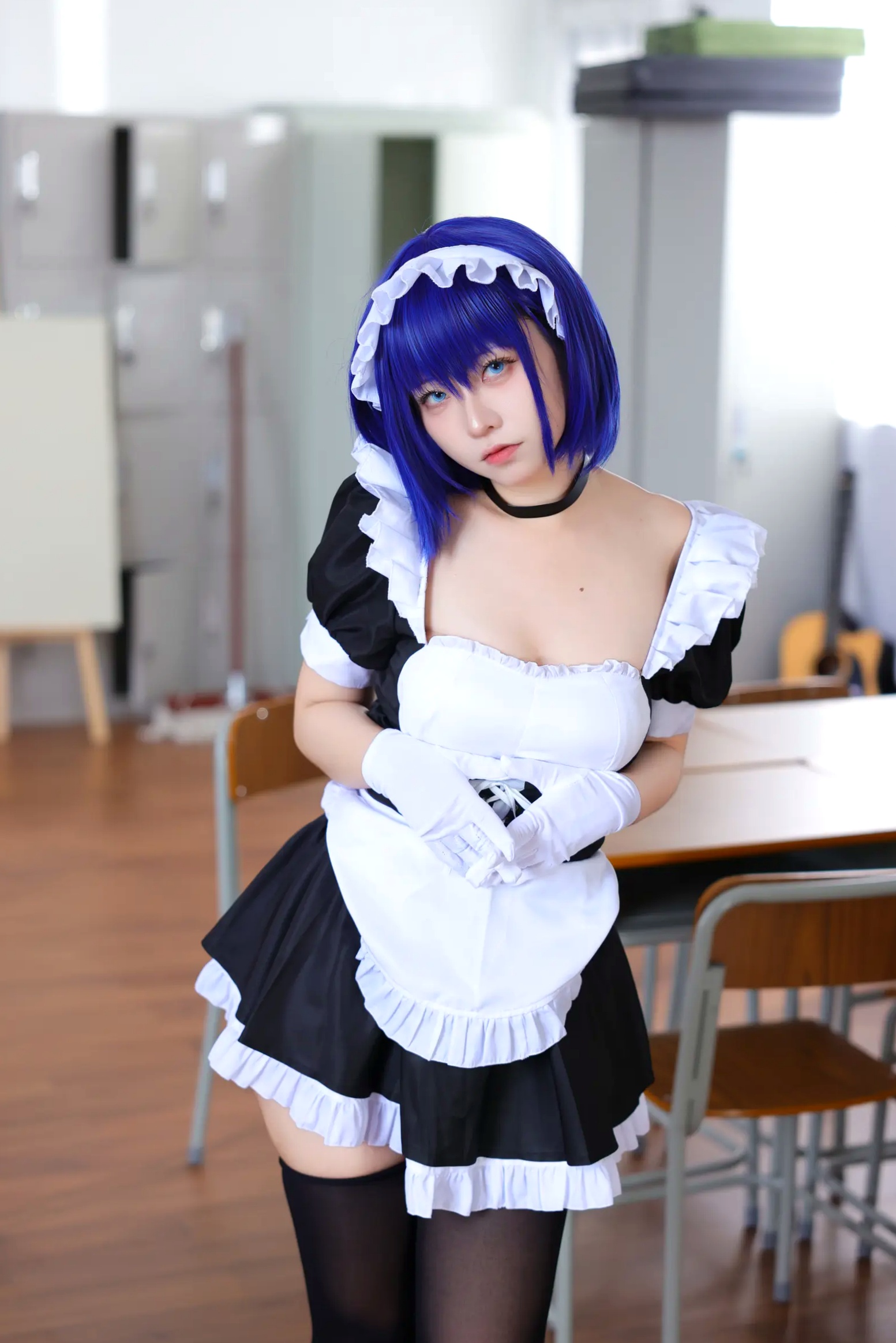 Gallery - G44不会受伤 枫与玲二次元女仆装Cosplay，绝美蓝发气质美女室内私房写真[49P]角色扮演女仆诱惑萌系治愈系 女神私房照_秀色女神 - image 45