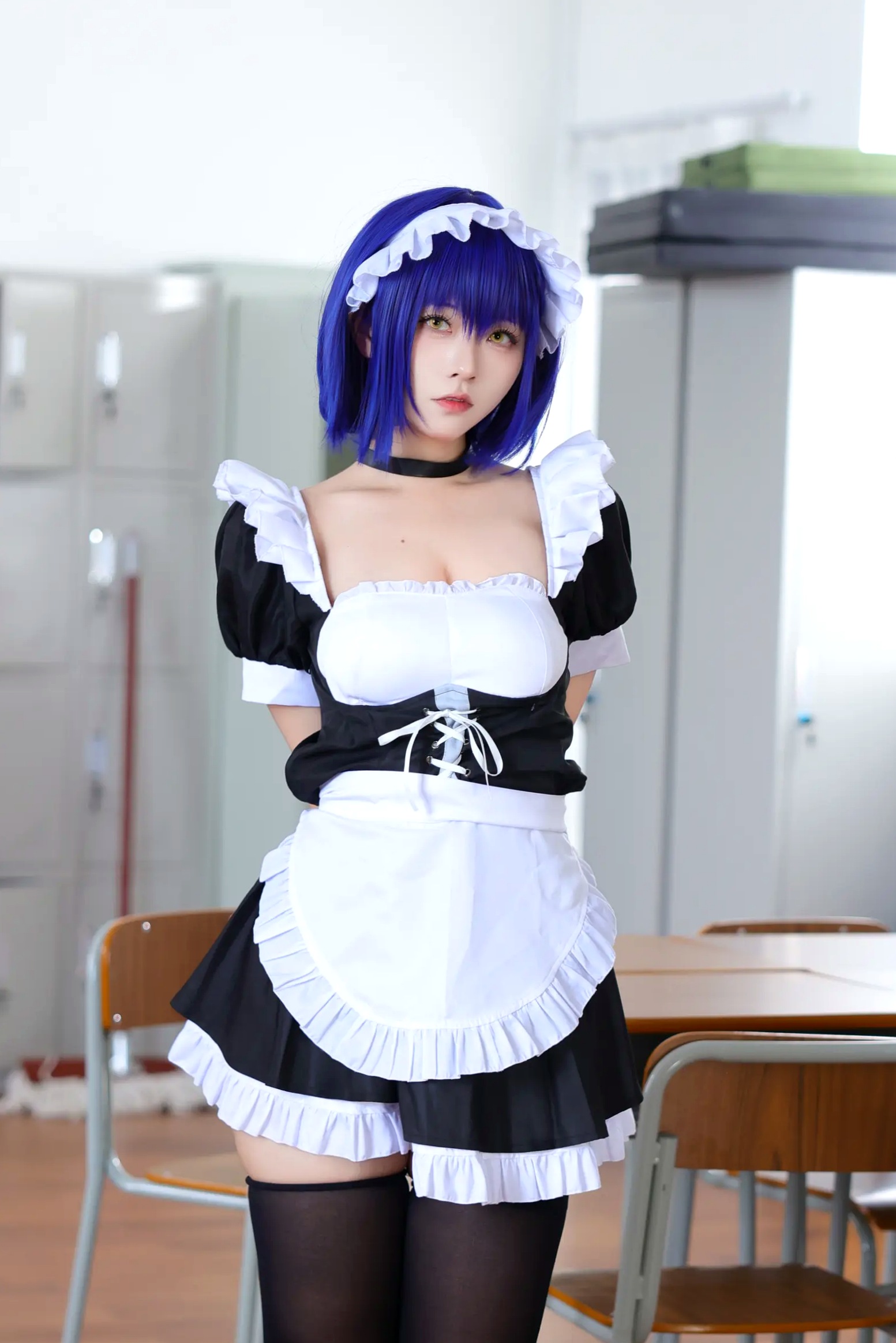 Gallery - G44不会受伤 枫与玲二次元女仆装Cosplay，绝美蓝发气质美女室内私房写真[49P]角色扮演女仆诱惑萌系治愈系 女神私房照_秀色女神 - image 47