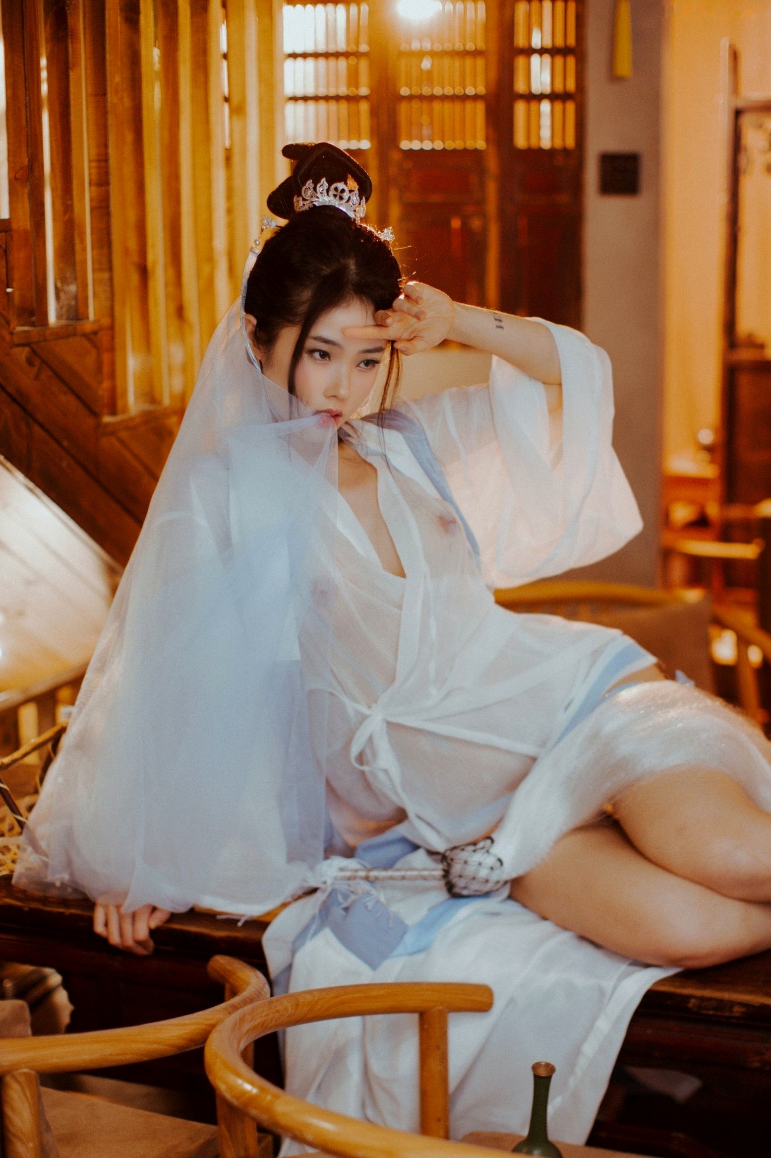 Gallery - 《钛合金TiTi-無生一炁》古风私房写真：棋子点缀薄纱缠身，演绎绝美仙侠艺术私房照性感诱惑大尺度尤物 女神私房照_秀色女神 - image 12