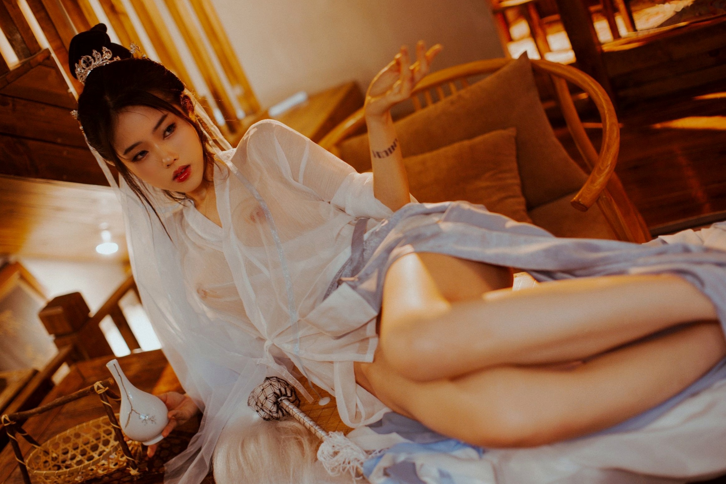 Gallery - 《钛合金TiTi-無生一炁》古风私房写真：棋子点缀薄纱缠身，演绎绝美仙侠艺术私房照性感诱惑大尺度尤物 女神私房照_秀色女神 - image 14