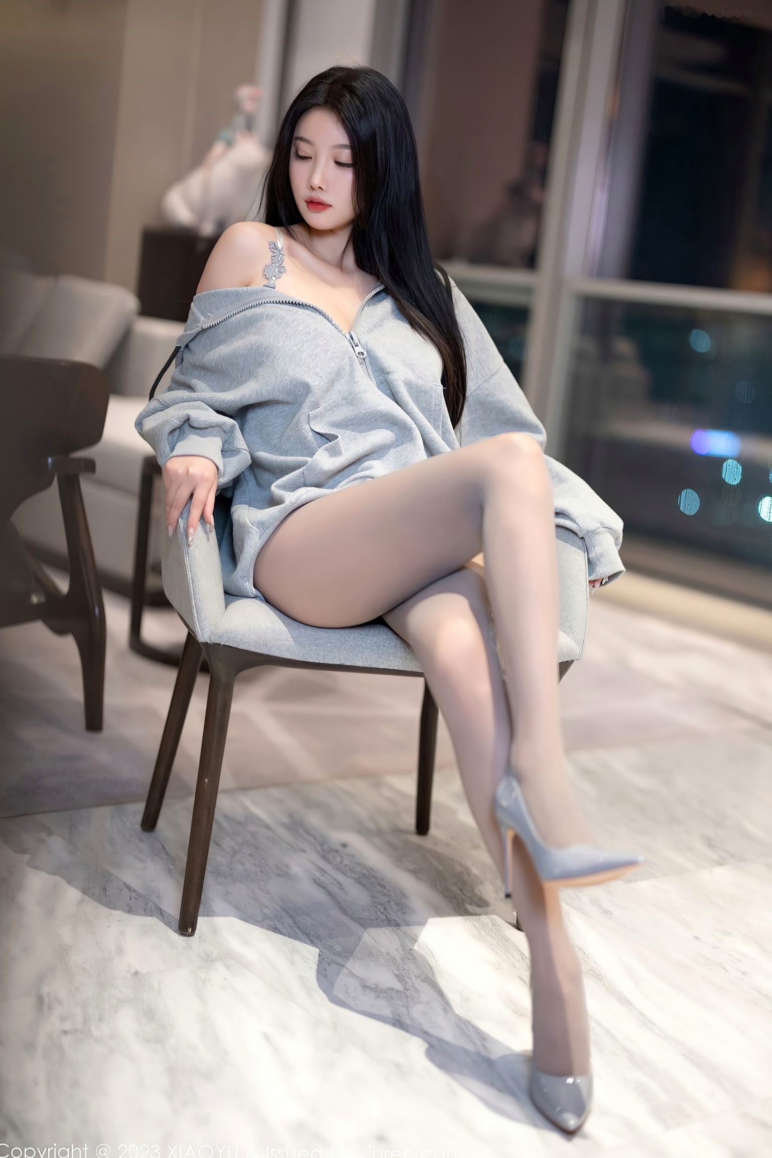 Gallery - XiaoYu语画界 - Painting World -1156-杨晨晨Yome：灰色卫衣配灰丝，私房大尺度性感长腿御姐写真语画界 - Painting World 性感美腿丝袜私房照 女神私房照_秀色女神 - image 21