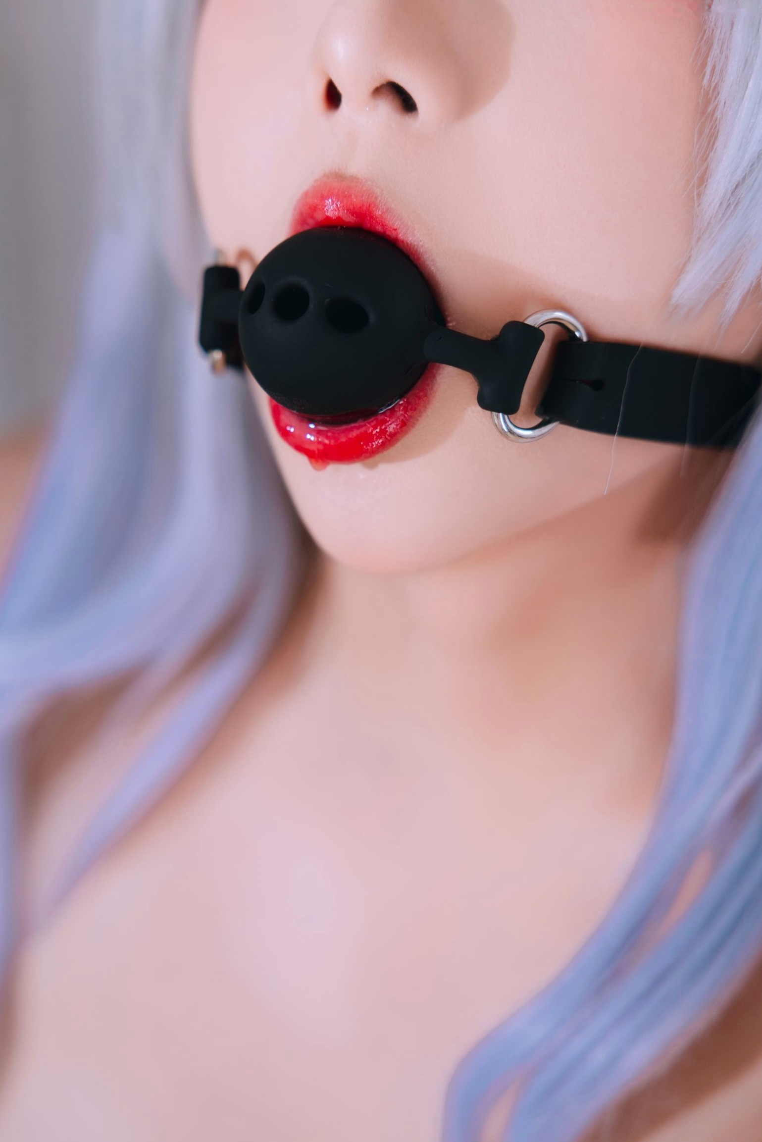 Gallery - 日奈娇-未亡人雪女角色扮演私房摄影，清冷蓝发魅惑性感内衣与居家美腿诱惑角色扮演性感私房照诱惑 女神私房照_秀色女神 - image 127