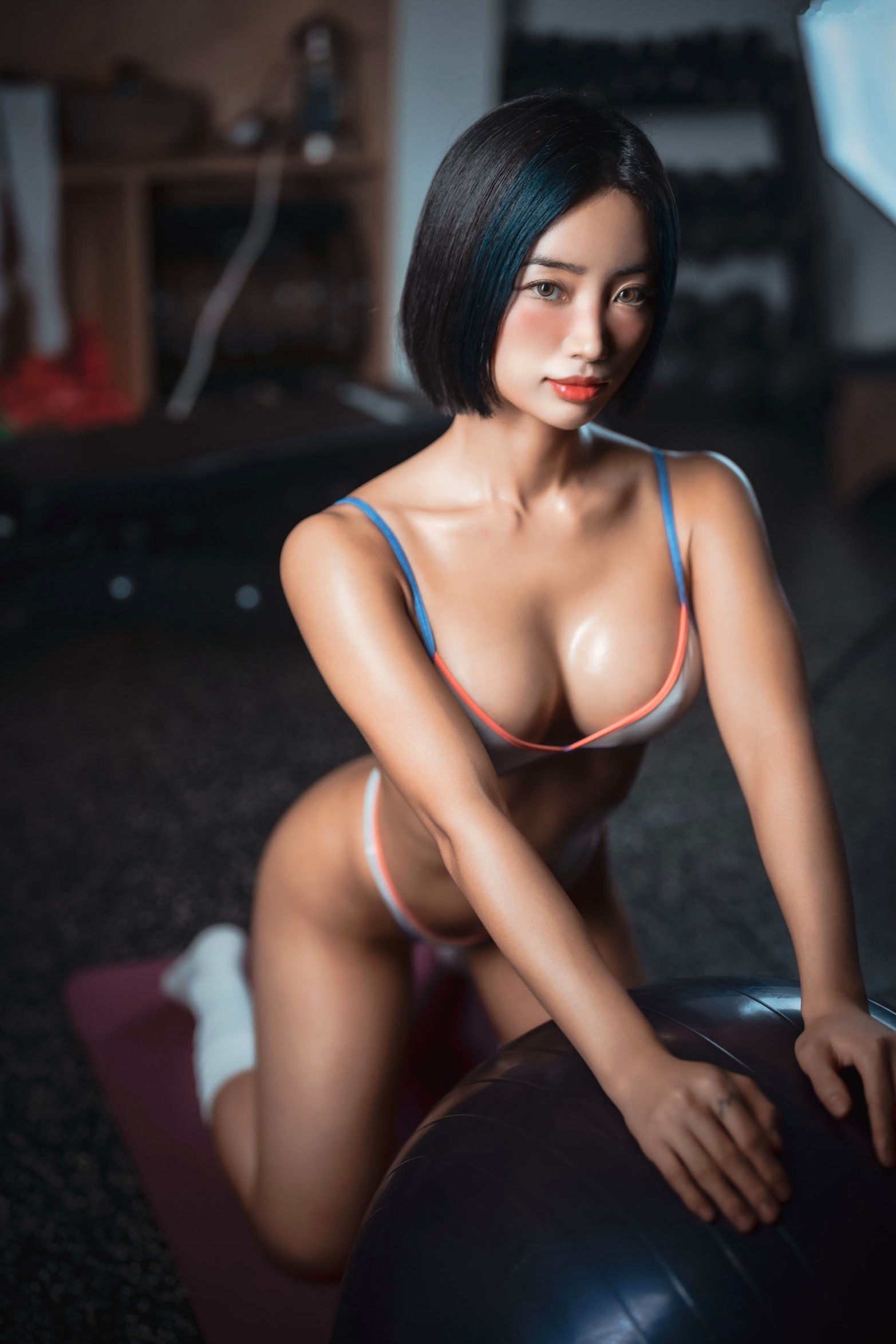 Gallery - 韩国美女爆乳女王健身房私人课程写真，蓝色吊带勾勒迷人紧致曲线，极致诱惑运动健身风格，DJAWA摄影大片韩国美臀性感诱惑私房照 女神私房照_秀色女神 - image 111