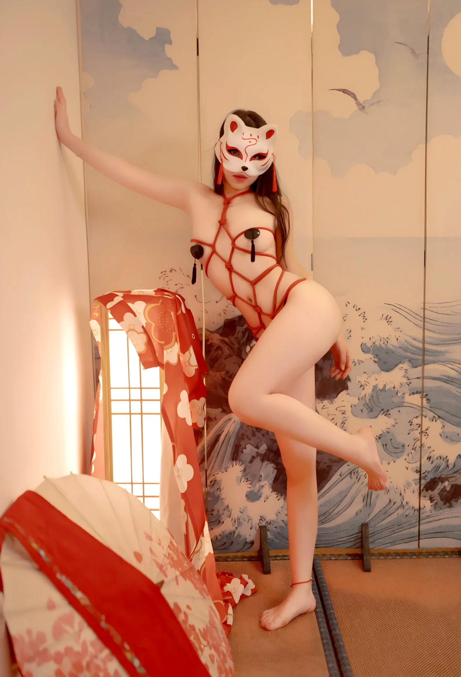 Gallery - Bangni邦尼和服束缚写真：日式狐狸面具下的神秘诱惑，唯美与风情并存[93P]和服私房照性感角色扮演诱惑 女神私房照_秀色女神 - image 48