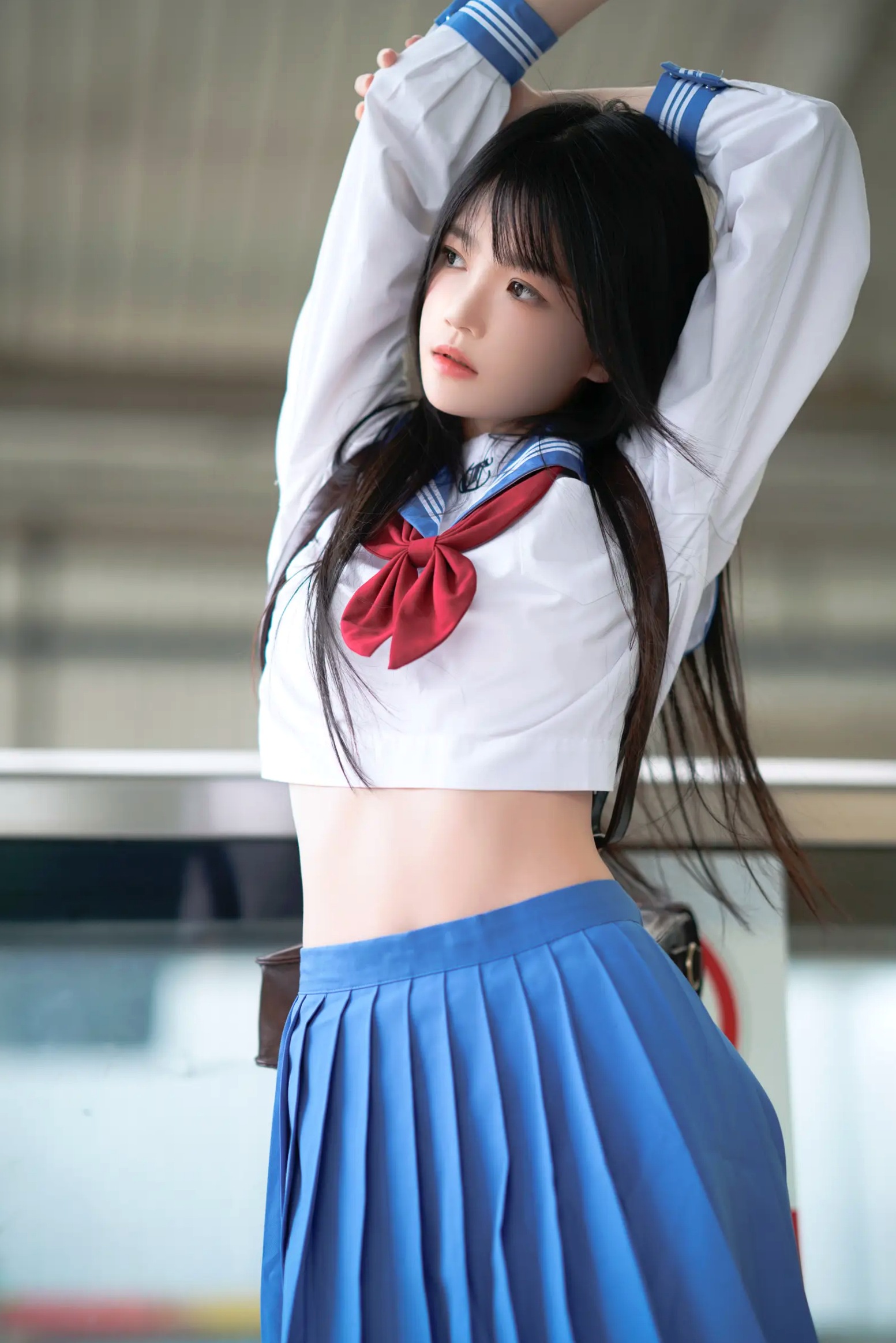 Gallery - 桜桃喵 - 地铁JK水手服校服少女，清纯可爱校园风写真，都市地铁里的青春初恋感 [33P]校服制服清纯萌系街拍 女神私房照_秀色女神 - image 7