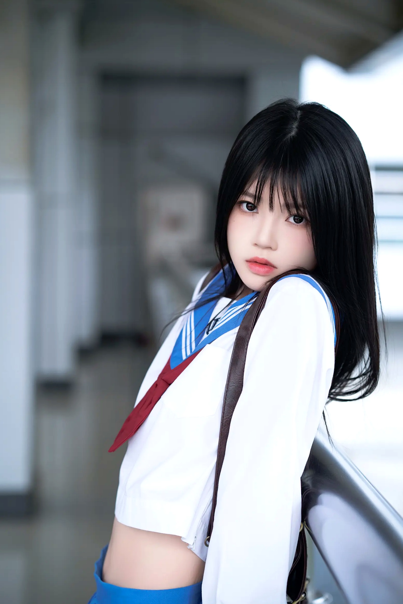 Gallery - 桜桃喵 - 地铁JK水手服校服少女，清纯可爱校园风写真，都市地铁里的青春初恋感 [33P]校服制服清纯萌系街拍 女神私房照_秀色女神 - image 23