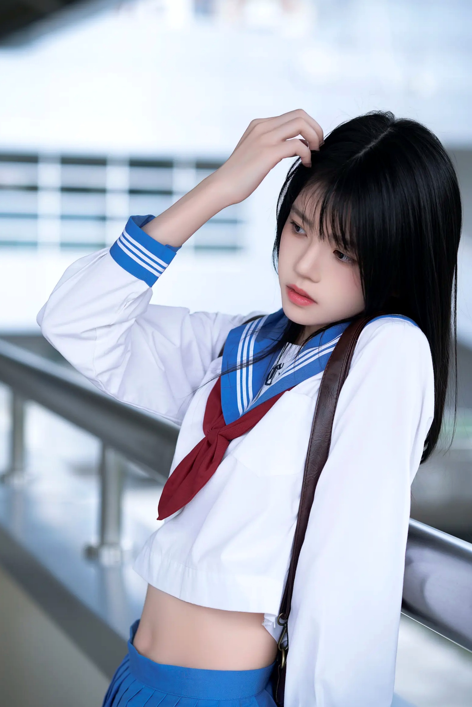 Gallery - 桜桃喵 - 地铁JK水手服校服少女，清纯可爱校园风写真，都市地铁里的青春初恋感 [33P]校服制服清纯萌系街拍 女神私房照_秀色女神 - image 24