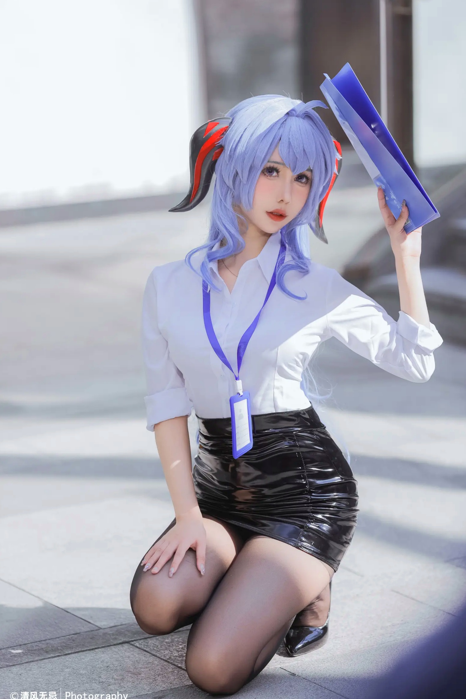 Gallery - 仙女月 - 原神甘雨OL职场风，干练白衬衫搭配修长丝袜，极品颜值cosplay写真角色扮演黑丝制服气质美腿 女神私房照_秀色女神 - image 8