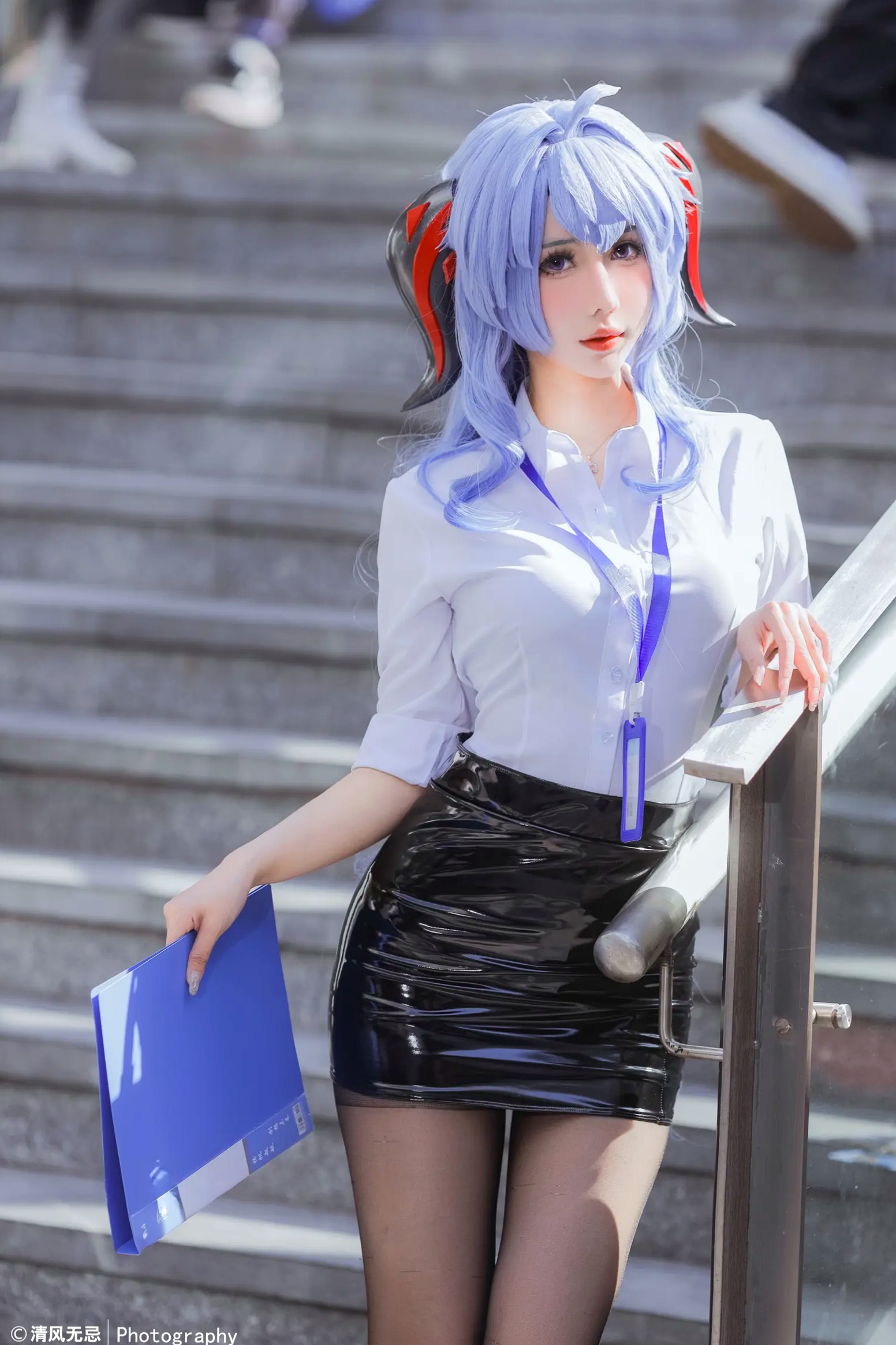 Gallery - 仙女月 - 原神甘雨OL职场风，干练白衬衫搭配修长丝袜，极品颜值cosplay写真角色扮演黑丝制服气质美腿 女神私房照_秀色女神 - image 9