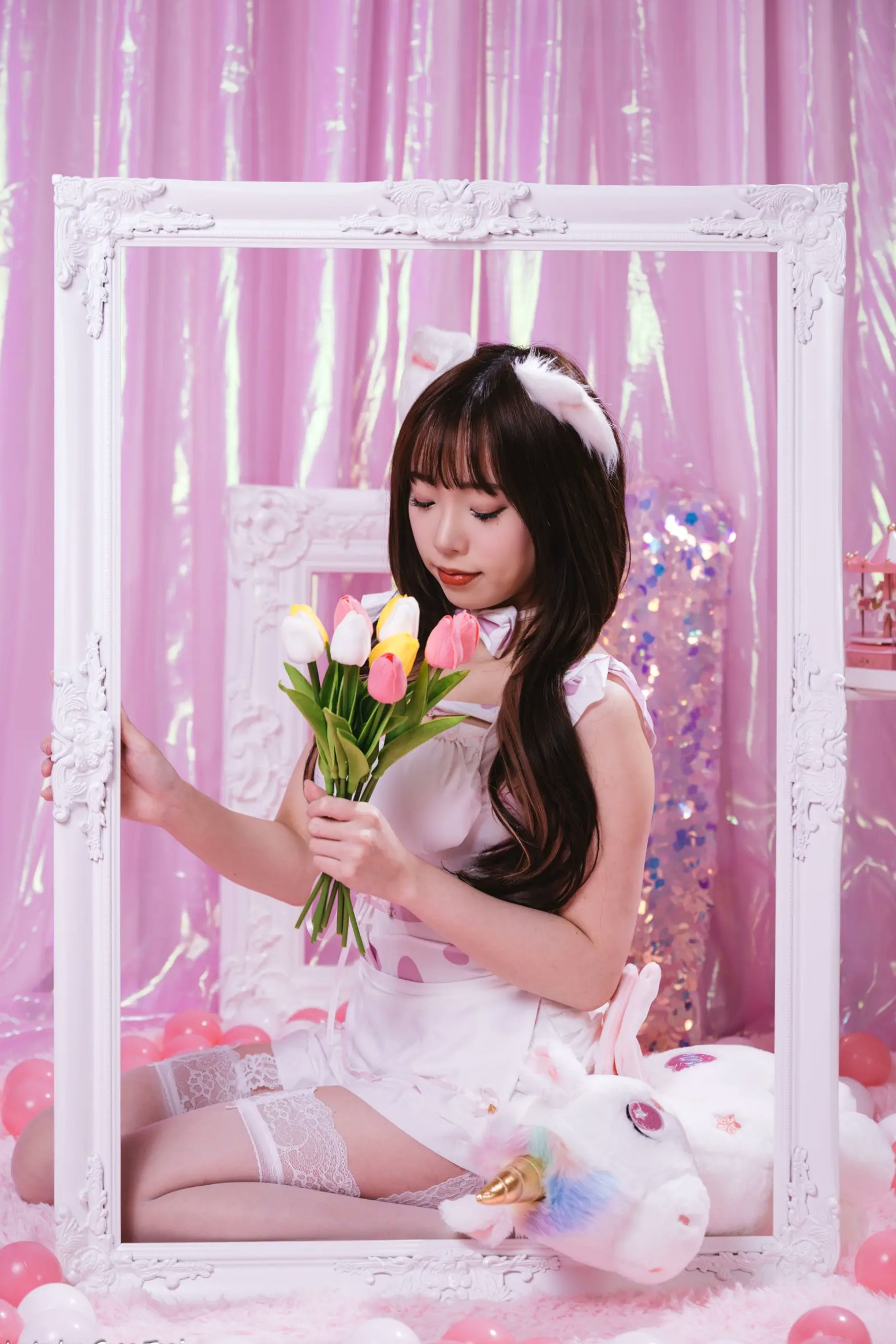 Gallery - 《娃娃 - 可爱女仆梦幻粉色系主题，软萌猫耳少女与独角兽的甜美私房写真 [146P]》萌系女仆治愈系私房照角色扮演 女神私房照_秀色女神 - image 85