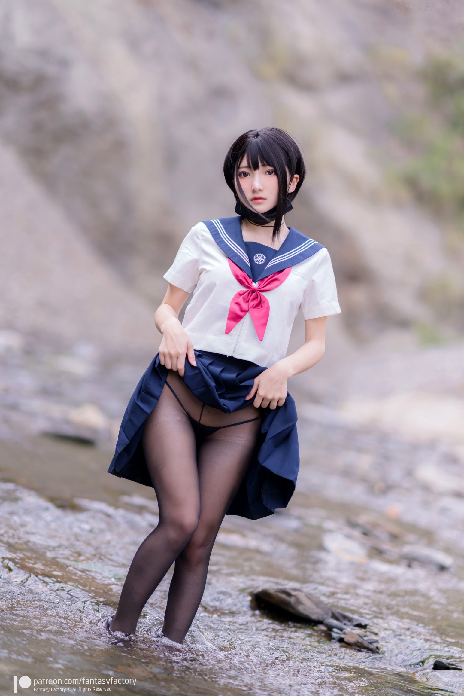 Gallery - Fantasy-Factory-小丁Ding-户外溪边清纯JK水手服诱惑黑丝，青葱校园制服私房大片制服户外黑丝性感清纯 女神私房照_秀色女神 - image 1