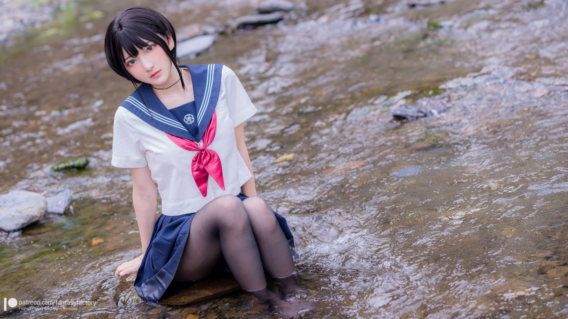 Gallery - Fantasy-Factory-小丁Ding-户外溪边清纯JK水手服诱惑黑丝，青葱校园制服私房大片制服户外黑丝性感清纯 女神私房照_秀色女神 - image 3