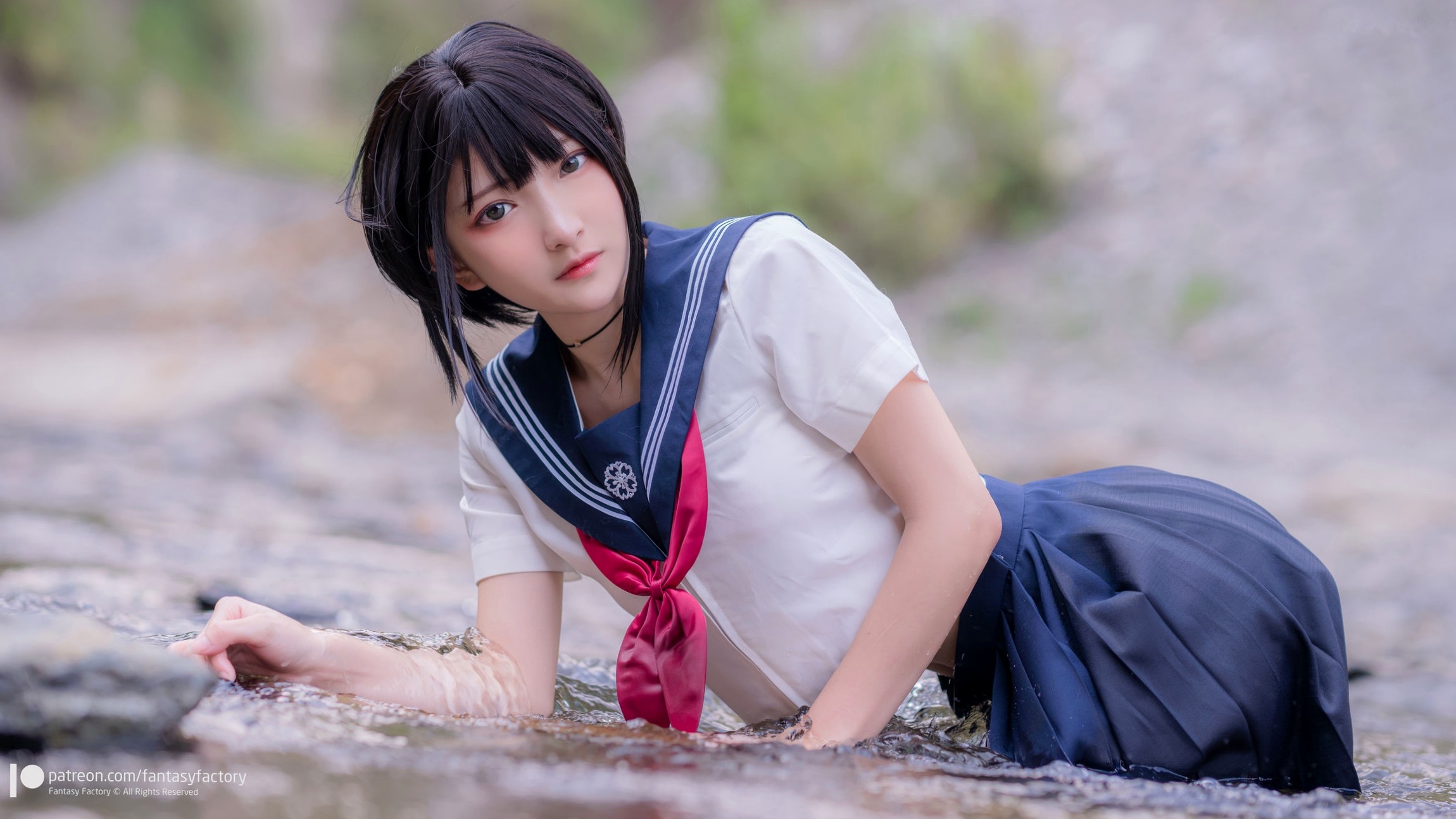 Gallery - Fantasy-Factory-小丁Ding-户外溪边清纯JK水手服诱惑黑丝，青葱校园制服私房大片制服户外黑丝性感清纯 女神私房照_秀色女神 - image 5