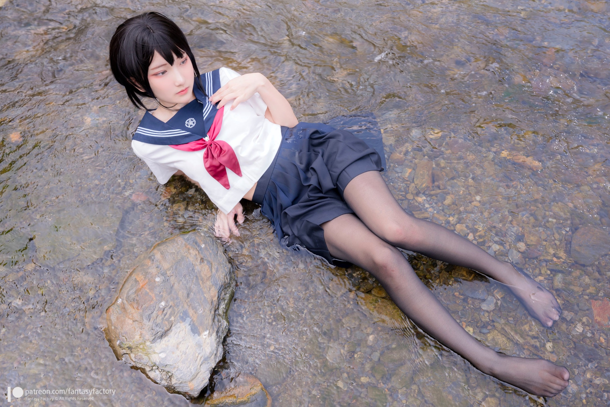 Gallery - Fantasy-Factory-小丁Ding-户外溪边清纯JK水手服诱惑黑丝，青葱校园制服私房大片制服户外黑丝性感清纯 女神私房照_秀色女神 - image 6