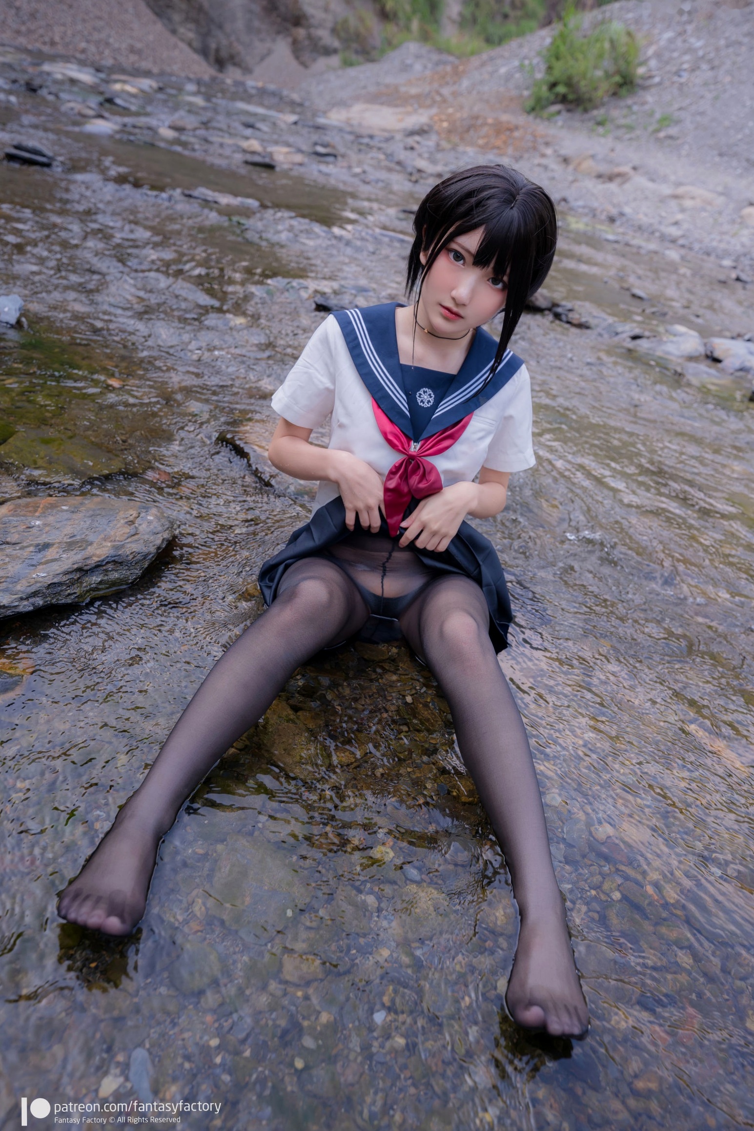 Gallery - Fantasy-Factory-小丁Ding-户外溪边清纯JK水手服诱惑黑丝，青葱校园制服私房大片制服户外黑丝性感清纯 女神私房照_秀色女神 - image 7