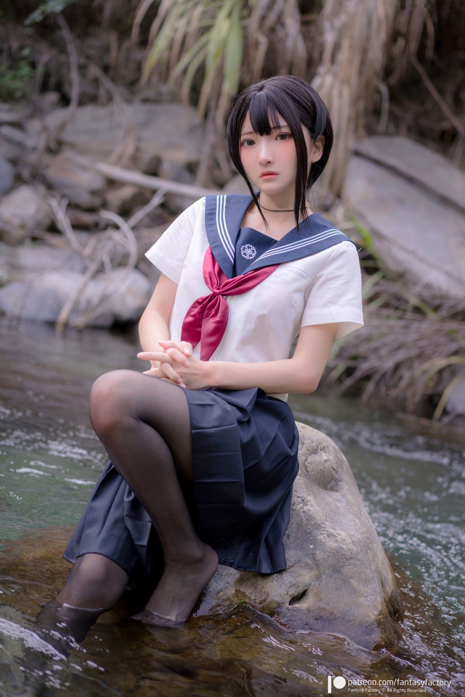 Gallery - Fantasy-Factory-小丁Ding-户外溪边清纯JK水手服诱惑黑丝，青葱校园制服私房大片制服户外黑丝性感清纯 女神私房照_秀色女神 - image 12