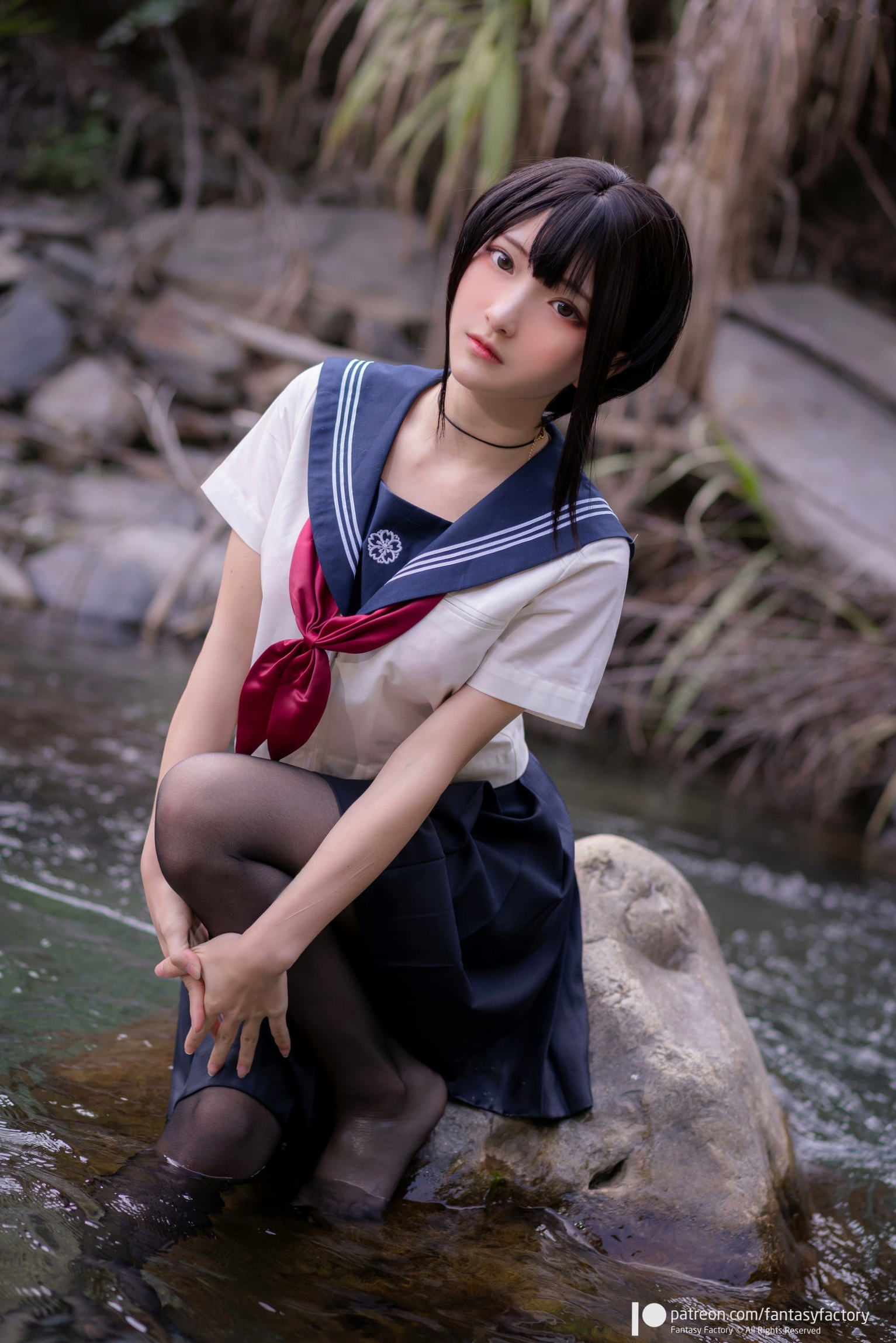 Gallery - Fantasy-Factory-小丁Ding-户外溪边清纯JK水手服诱惑黑丝，青葱校园制服私房大片制服户外黑丝性感清纯 女神私房照_秀色女神 - image 13