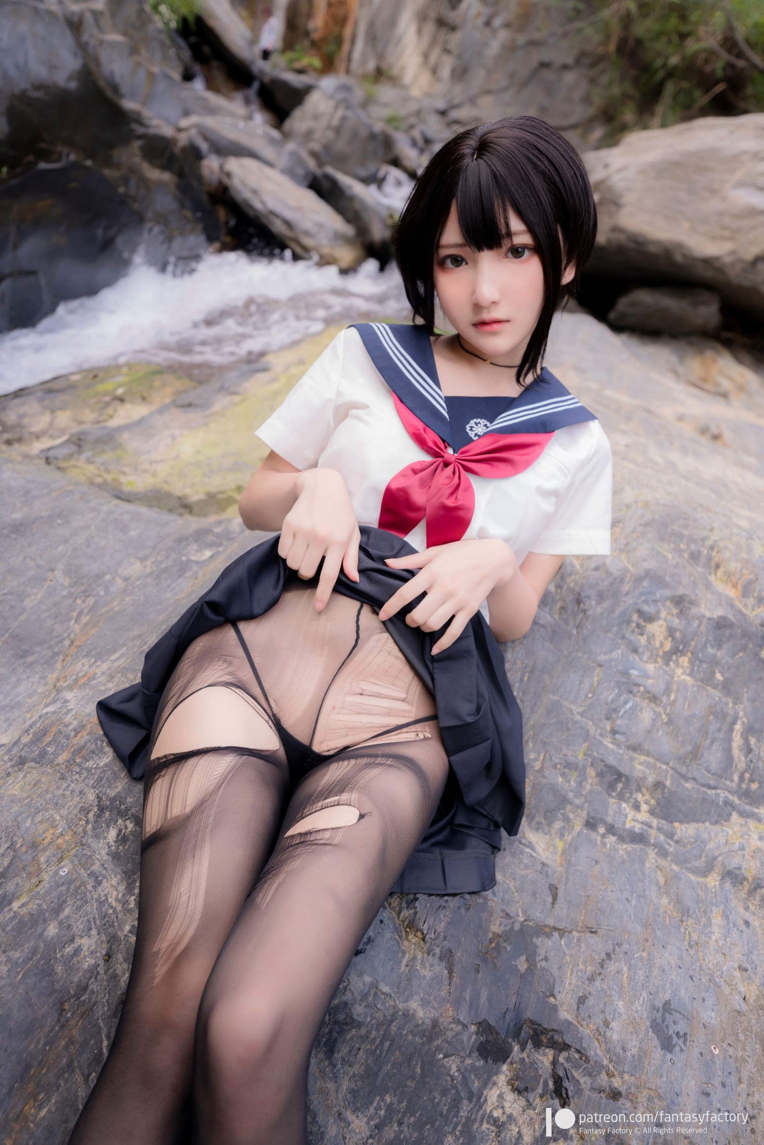 Gallery - Fantasy-Factory-小丁Ding-户外溪边清纯JK水手服诱惑黑丝，青葱校园制服私房大片制服户外黑丝性感清纯 女神私房照_秀色女神 - image 16