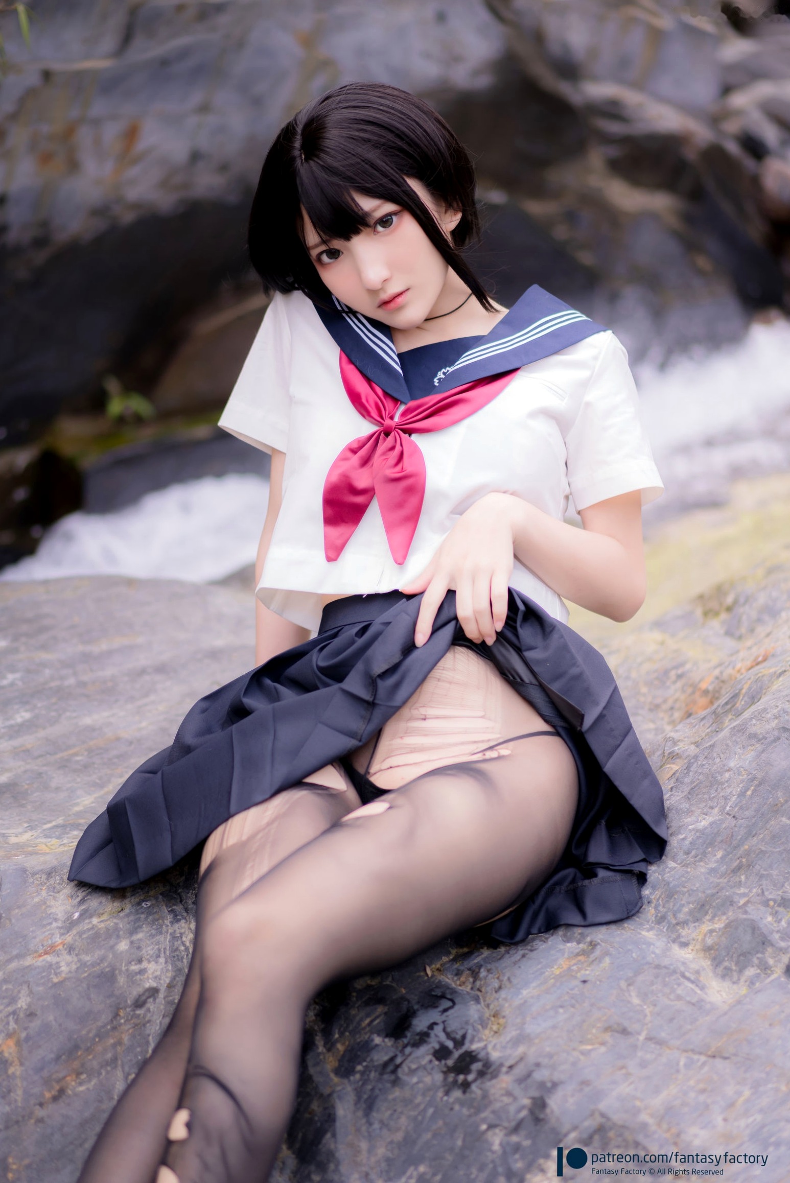 Gallery - Fantasy-Factory-小丁Ding-户外溪边清纯JK水手服诱惑黑丝，青葱校园制服私房大片制服户外黑丝性感清纯 女神私房照_秀色女神 - image 17