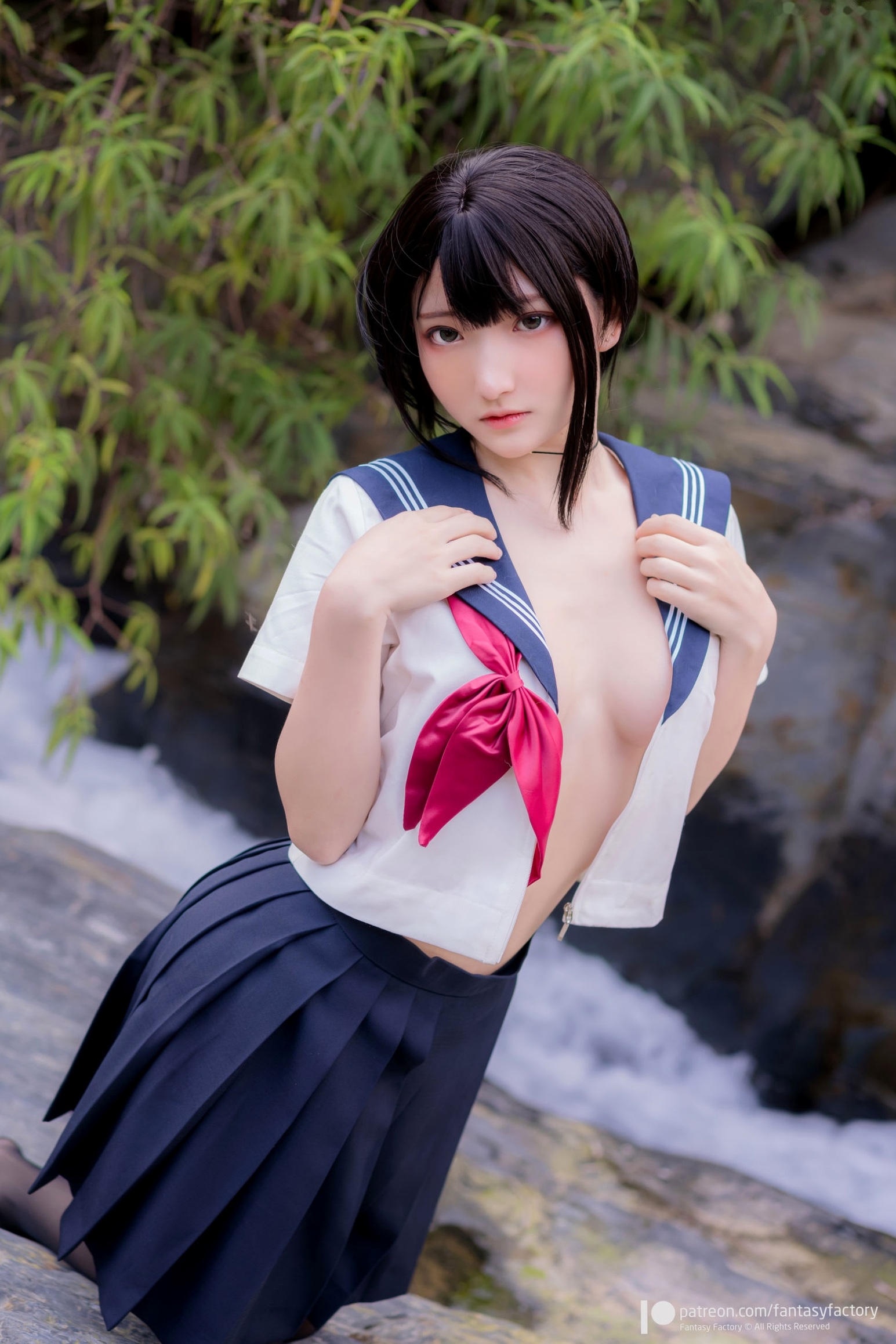 Gallery - Fantasy-Factory-小丁Ding-户外溪边清纯JK水手服诱惑黑丝，青葱校园制服私房大片制服户外黑丝性感清纯 女神私房照_秀色女神 - image 21