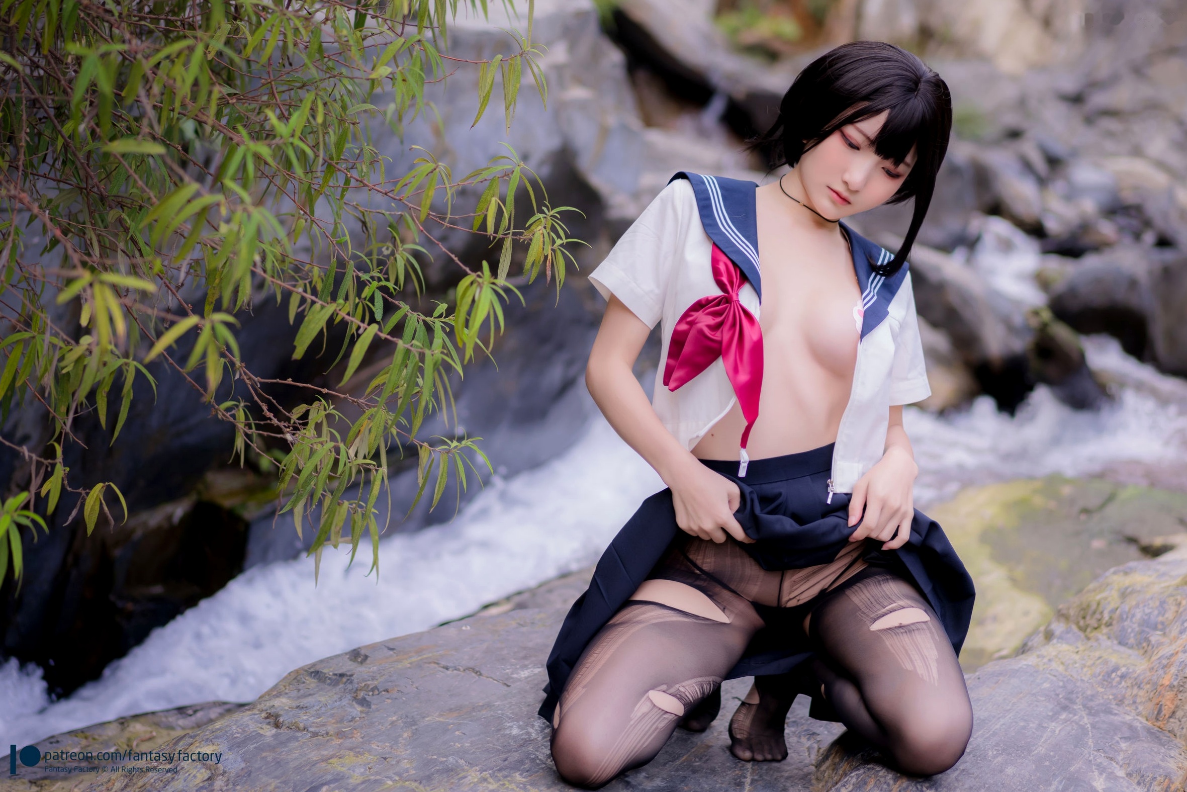 Gallery - Fantasy-Factory-小丁Ding-户外溪边清纯JK水手服诱惑黑丝，青葱校园制服私房大片制服户外黑丝性感清纯 女神私房照_秀色女神 - image 22