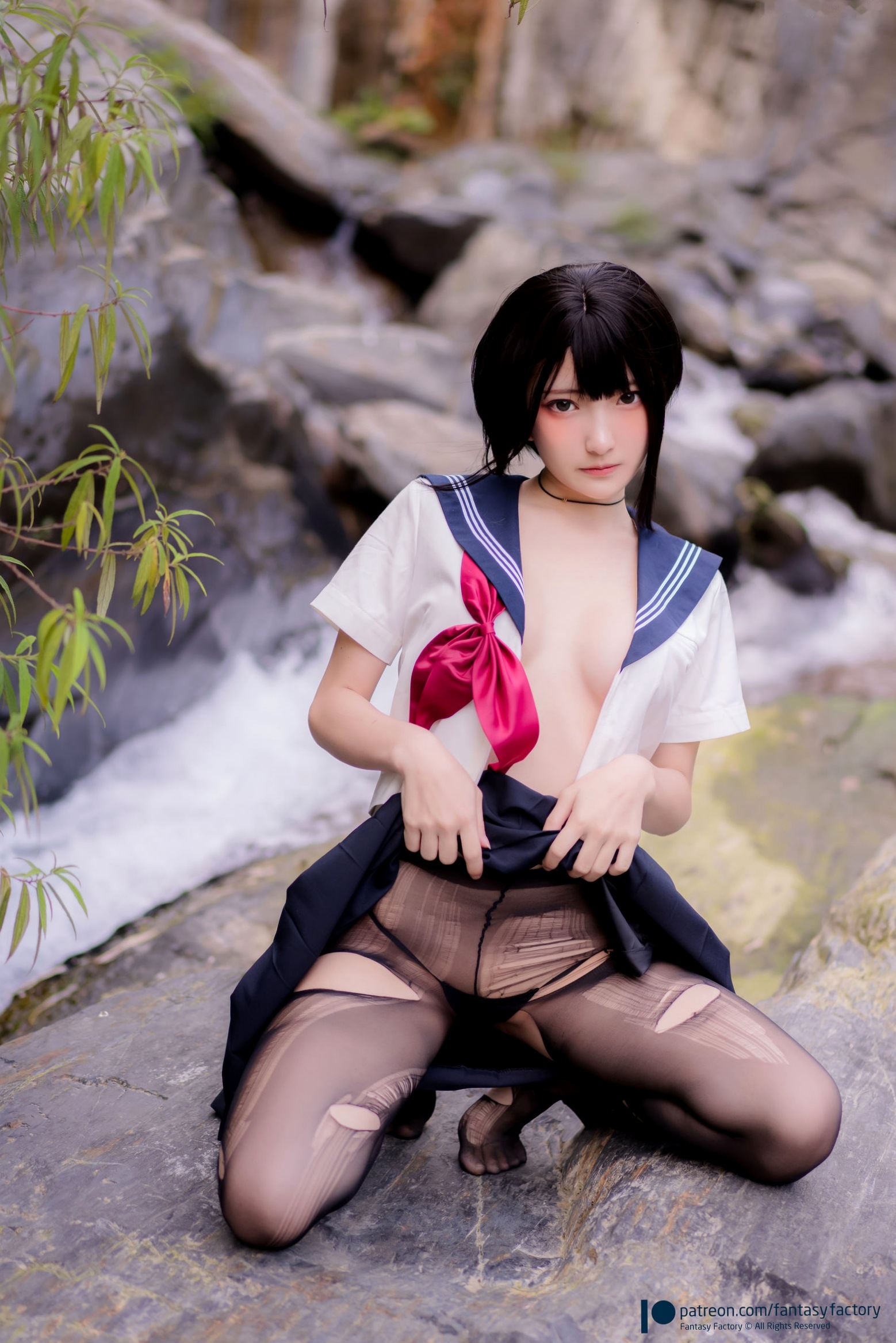 Gallery - Fantasy-Factory-小丁Ding-户外溪边清纯JK水手服诱惑黑丝，青葱校园制服私房大片制服户外黑丝性感清纯 女神私房照_秀色女神 - image 23