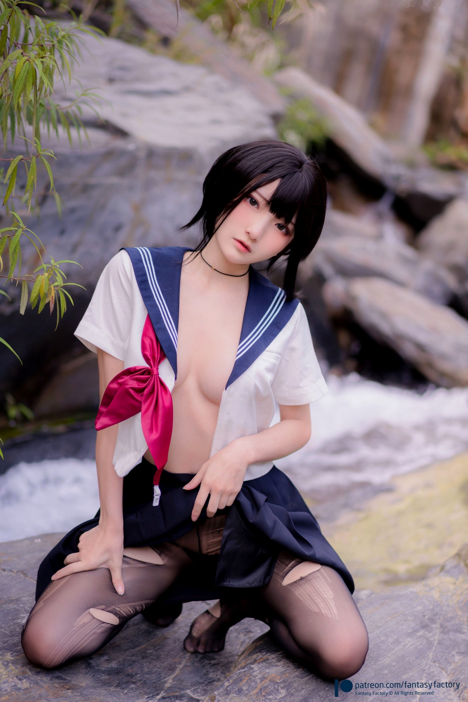 Gallery - Fantasy-Factory-小丁Ding-户外溪边清纯JK水手服诱惑黑丝，青葱校园制服私房大片制服户外黑丝性感清纯 女神私房照_秀色女神 - image 24
