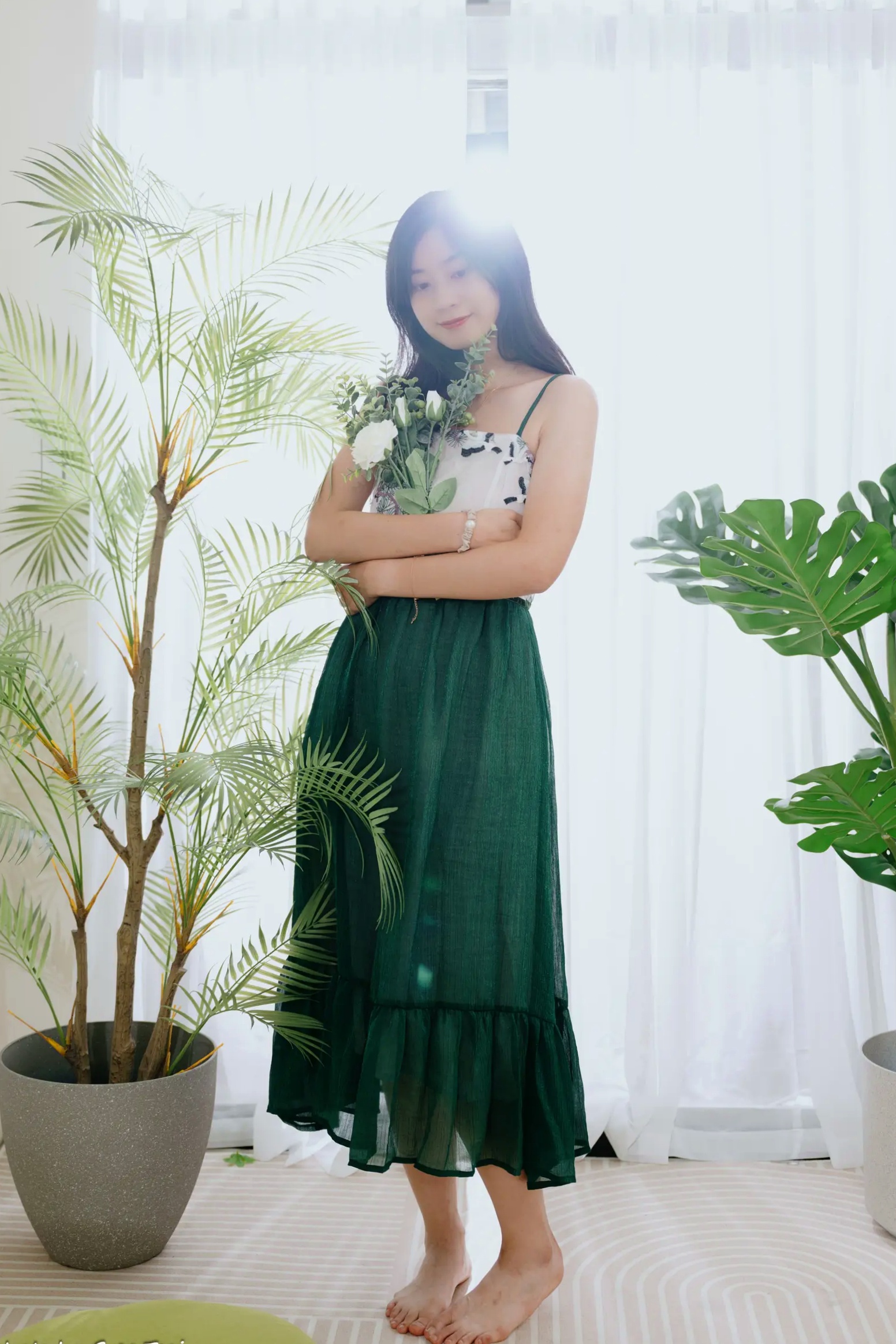 Gallery - 若颖 - 森系吊带长裙写真，清新治愈氧气少女，唯美私房摄影清新气质治愈系私房照 女神私房照_秀色女神 - image 114