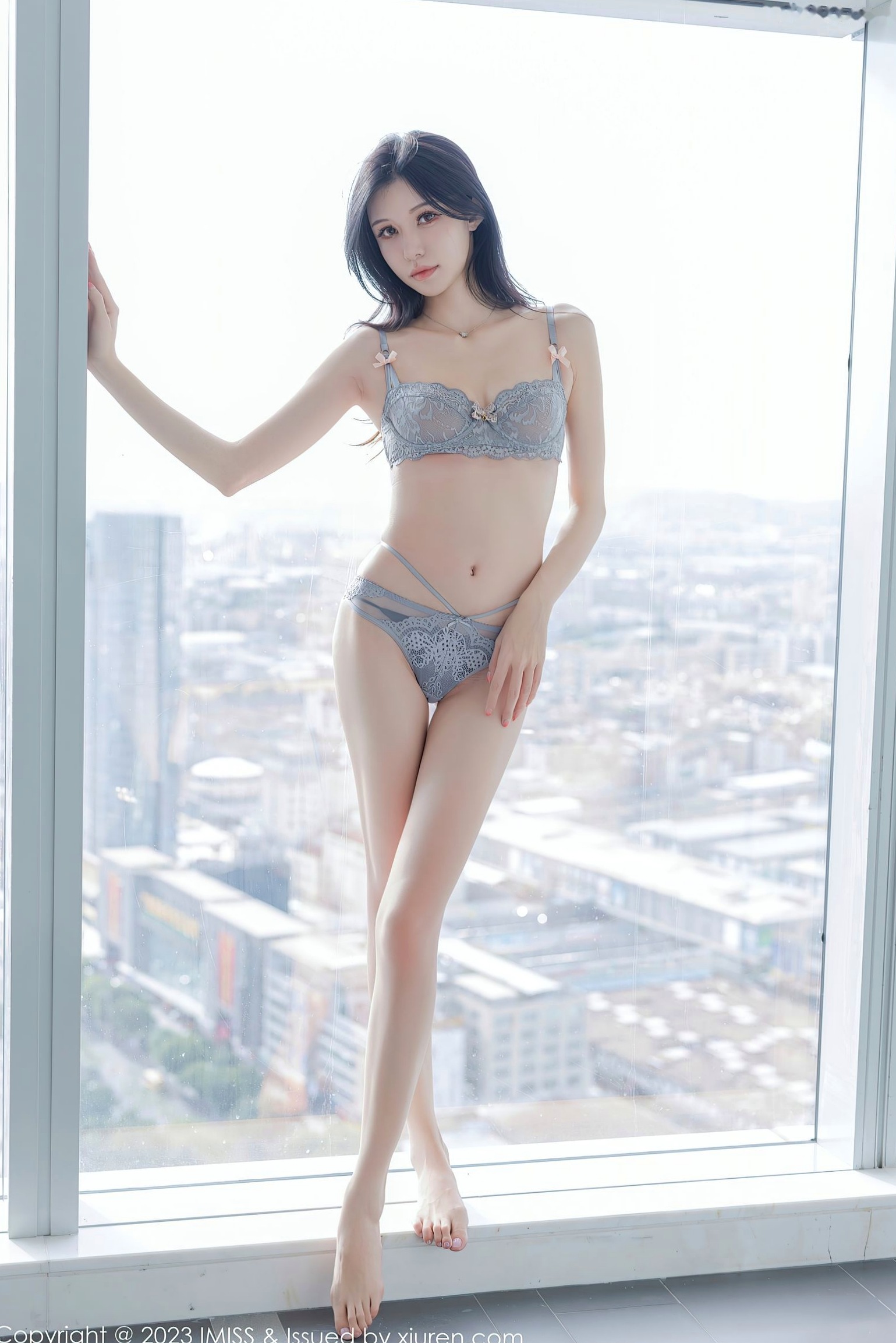 Gallery - IMiss爱蜜社 - Honey Club -746-泥鳅鳅-米色职场套装与蓝灰蕾丝内衣诱惑-高空落地窗职场女神私房写真爱蜜社 - Honey Club 制服内衣私房照气质 女神私房照_秀色女神 - image 36