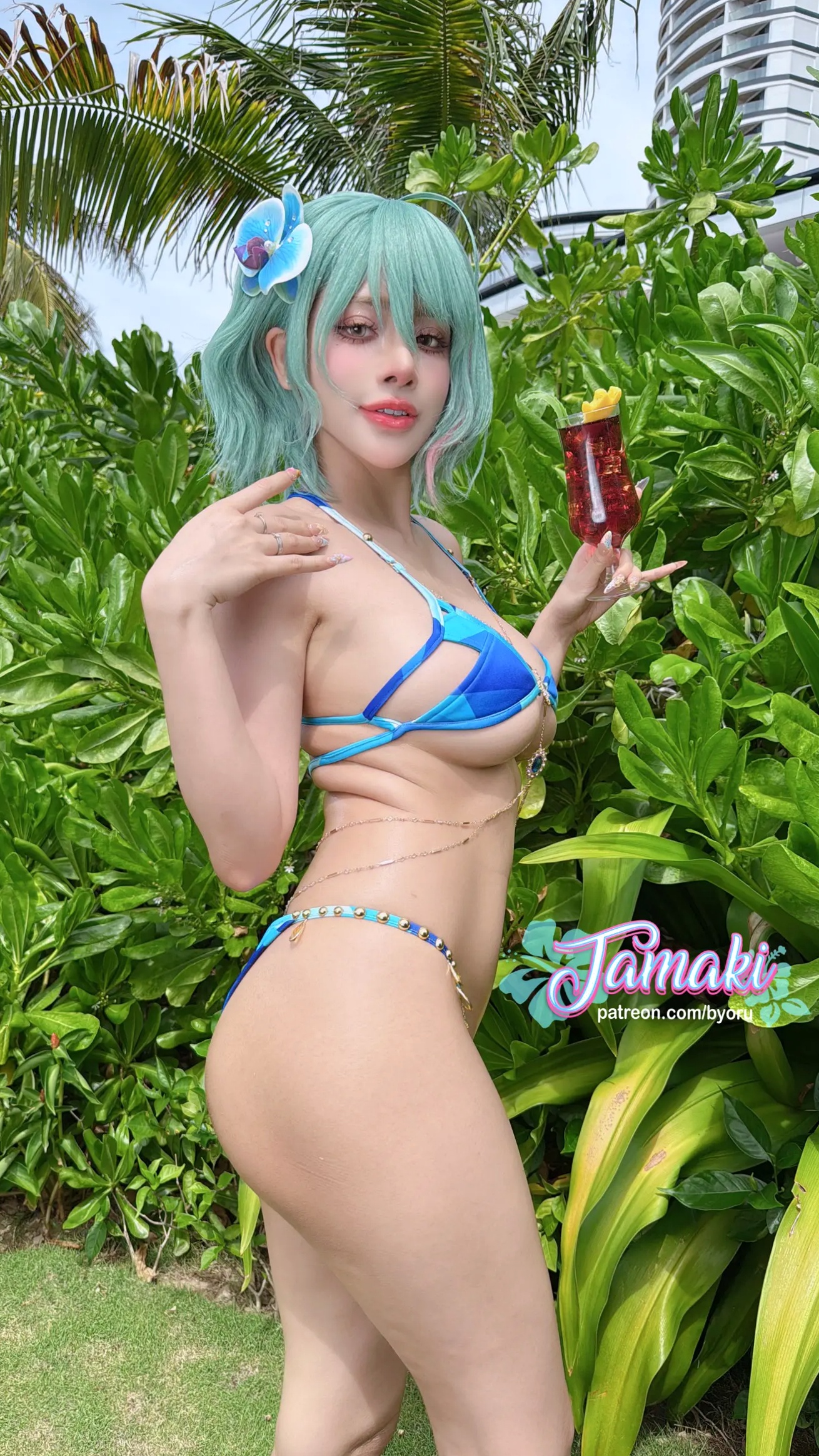 Gallery - Byoru - Tamaki Noctiluca cos度假比基尼写真，薄荷绿发色搭配清凉泳装诱惑迷人角色扮演性感比基尼波涛胸涌户外 女神私房照_秀色女神 - image 39