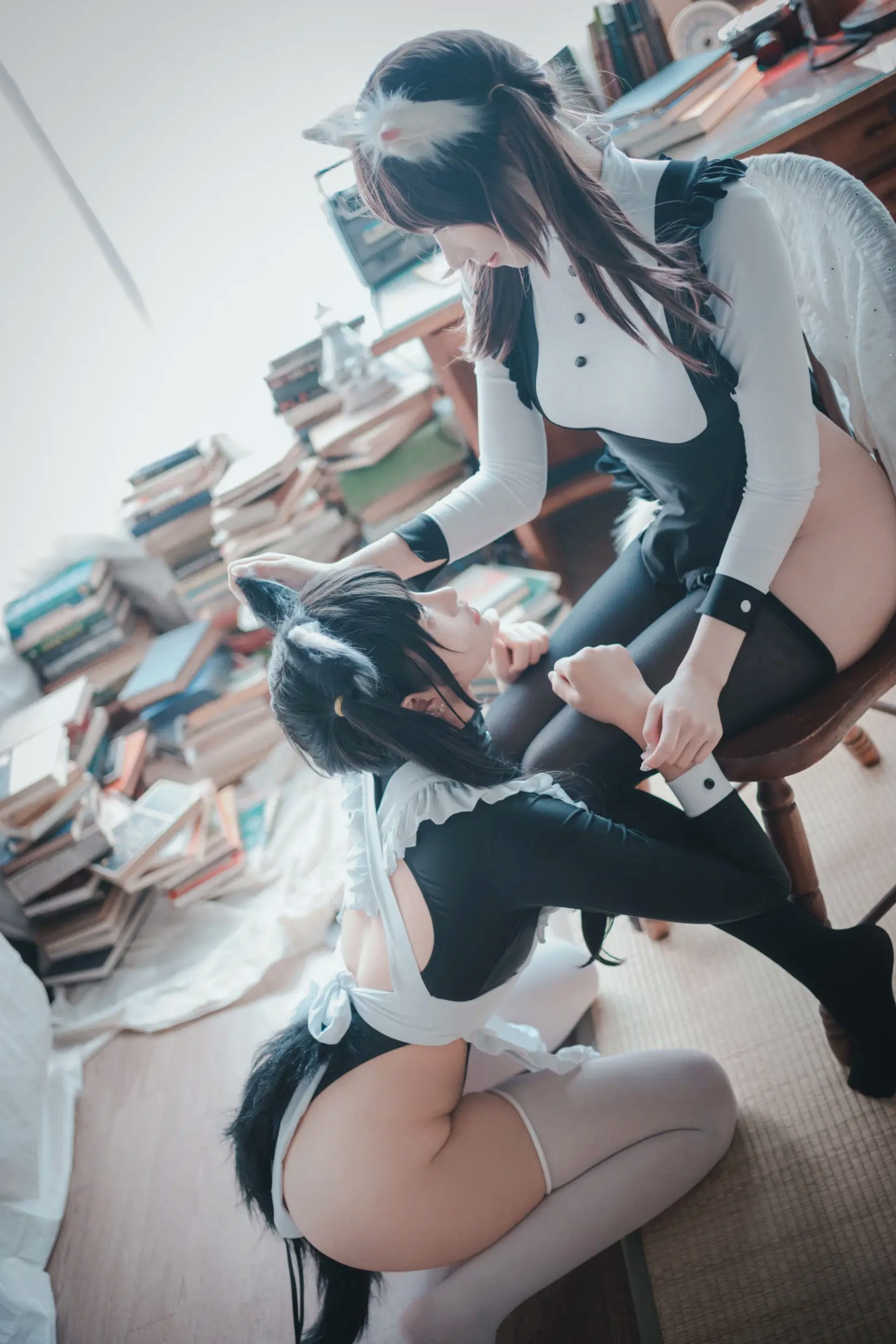 Gallery - Sonson(??) Maid Mansion 双人猫耳女仆制服Cosplay室内书房性感私房写真[153P]角色扮演制服萌系性感私房照 女神私房照_秀色女神 - image 45