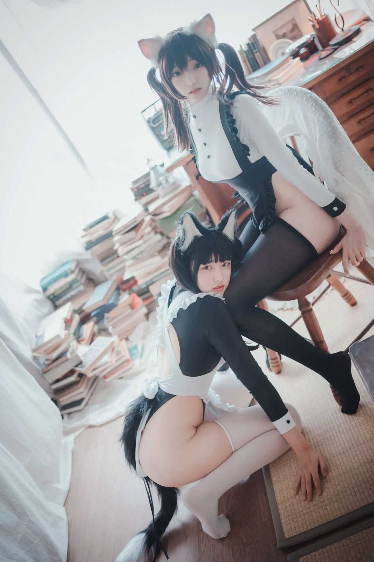 Gallery - Sonson(??) Maid Mansion 双人猫耳女仆制服Cosplay室内书房性感私房写真[153P]角色扮演制服萌系性感私房照 女神私房照_秀色女神 - image 47