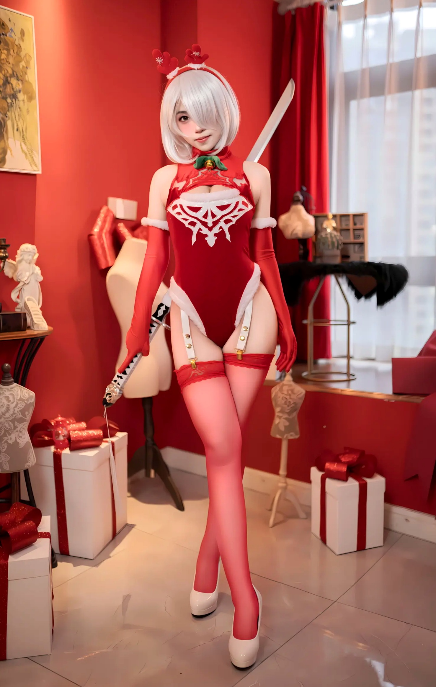 Gallery - Bangni邦尼 圣诞尼尔 红裙御姐 [132P] 女神私房照_秀色女神 - image 39