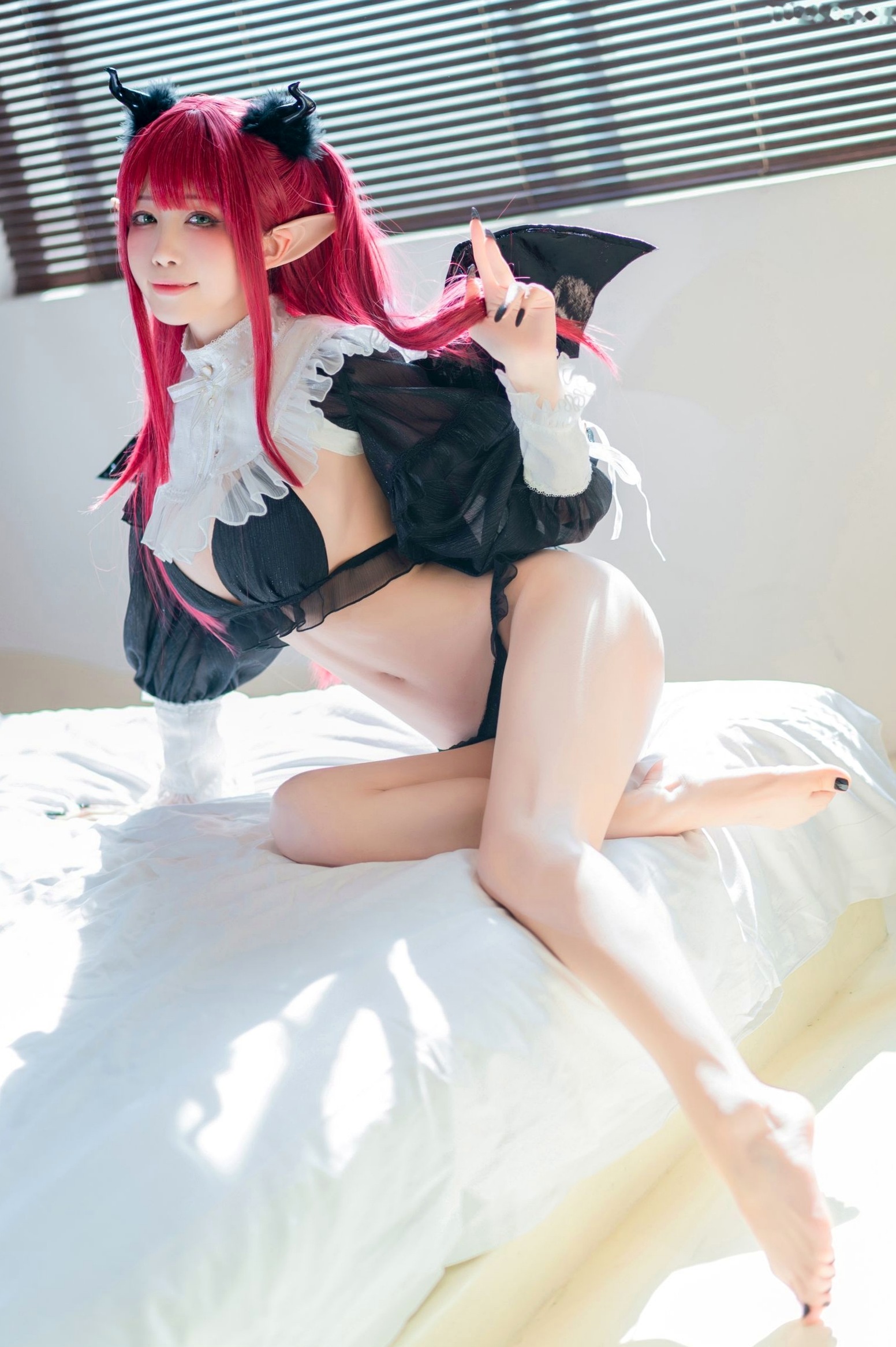 Gallery - 水淼 - Shui Miao -Aqua-更衣人偶Rizu-kyun恶魔Cosplay，极致魅惑蕾丝私房写真，室内场景下的禁忌诱惑角色扮演私房照性感诱惑 女神私房照_秀色女神 - image 3