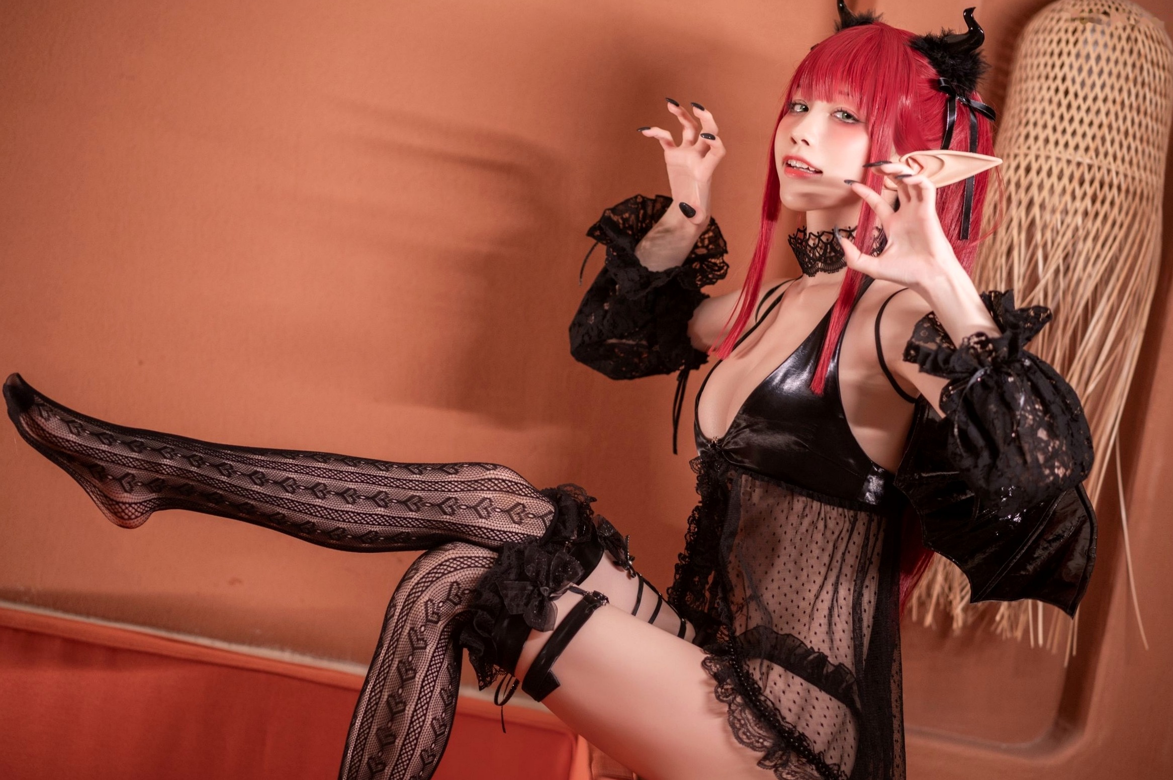 Gallery - 水淼 - Shui Miao -Aqua-更衣人偶Rizu-kyun恶魔Cosplay，极致魅惑蕾丝私房写真，室内场景下的禁忌诱惑角色扮演私房照性感诱惑 女神私房照_秀色女神 - image 98