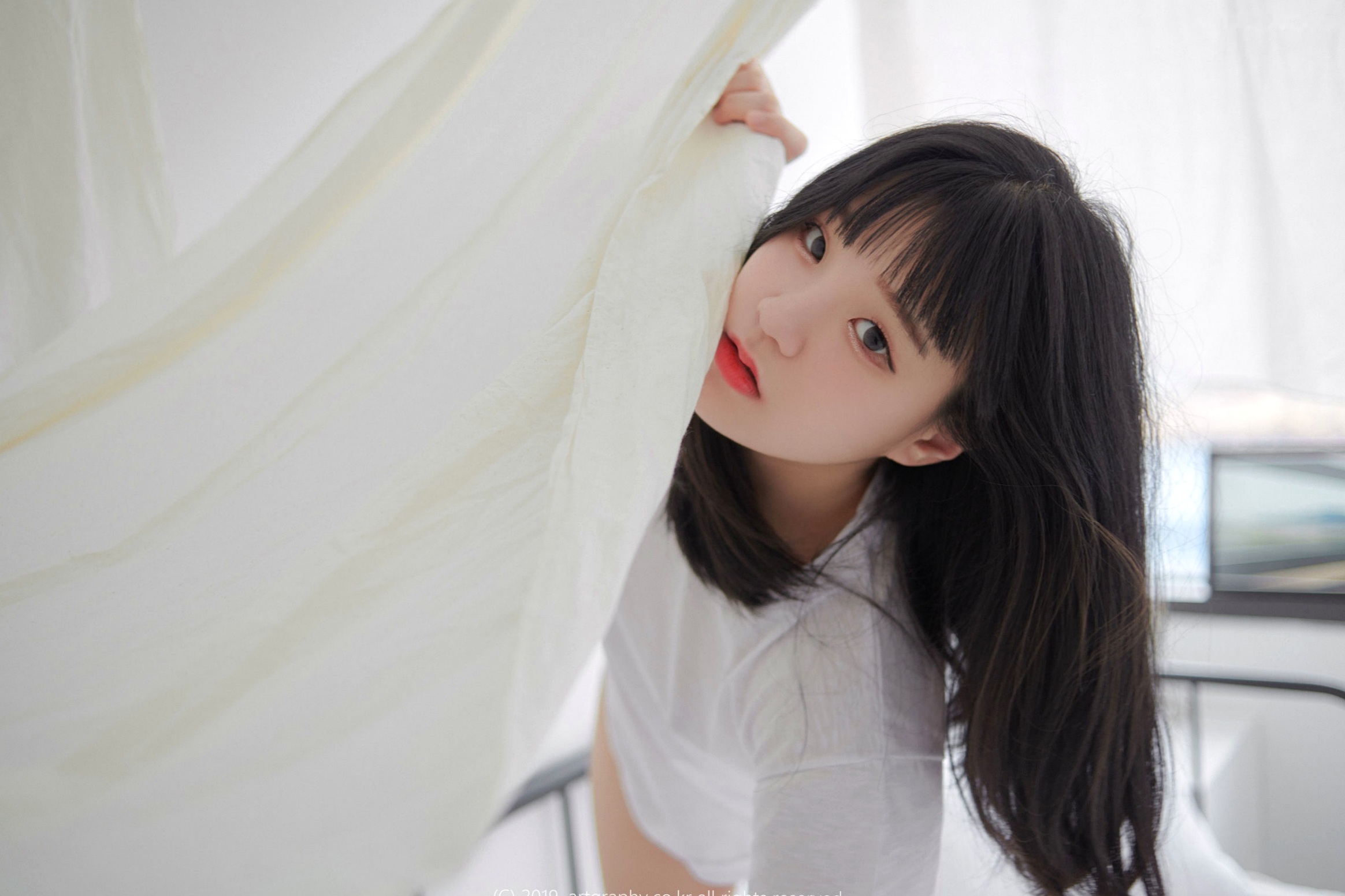 Gallery - 韩国美女Jenny 정제니 ARTGRAVIA_057：明亮闺房纯欲私房写真，蕾丝内衣与慵懒白T的极致诱惑韩国私房照白嫩诱惑萝莉 女神私房照_秀色女神 - image 16