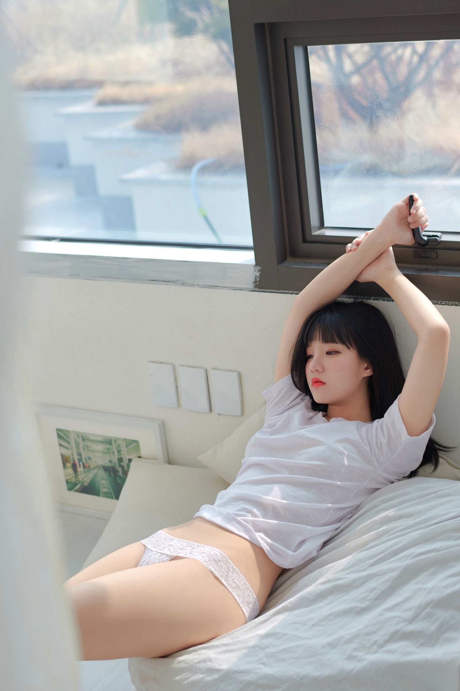 Gallery - 韩国美女Jenny 정제니 ARTGRAVIA_057：明亮闺房纯欲私房写真，蕾丝内衣与慵懒白T的极致诱惑韩国私房照白嫩诱惑萝莉 女神私房照_秀色女神 - image 32
