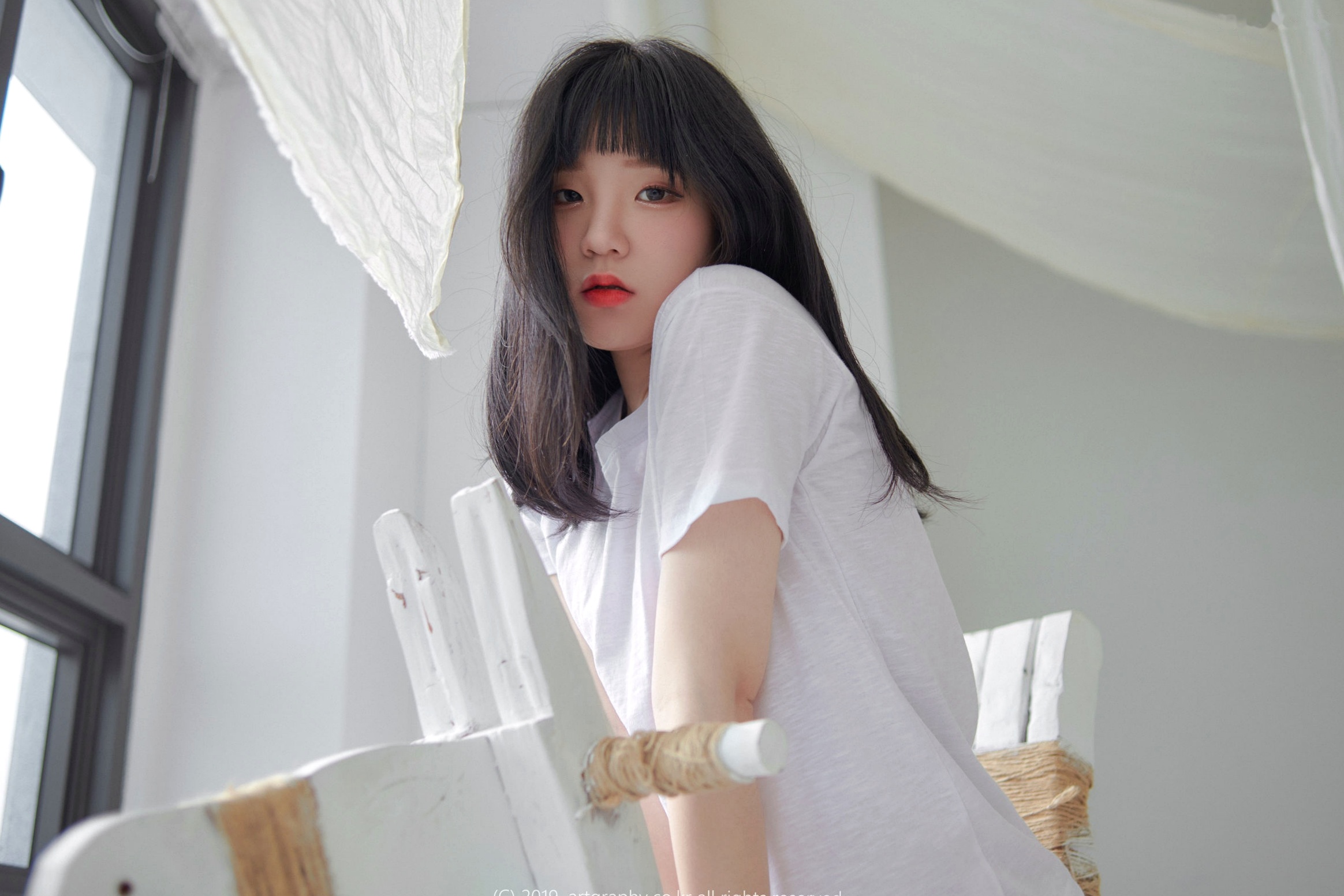 Gallery - 韩国美女Jenny 정제니 ARTGRAVIA_057：明亮闺房纯欲私房写真，蕾丝内衣与慵懒白T的极致诱惑韩国私房照白嫩诱惑萝莉 女神私房照_秀色女神 - image 42