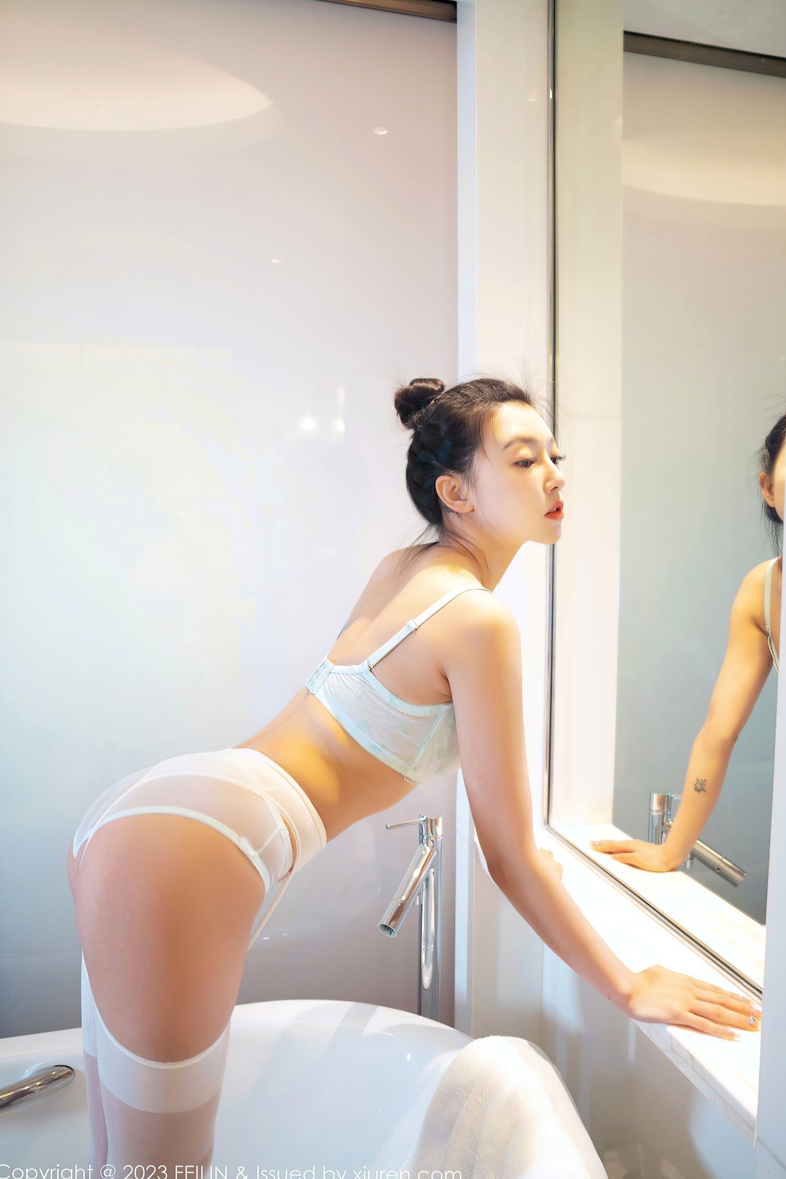 Gallery - FeiLin嗲囡囡-470-冯木木LRIS-白色内衣白丝浴室写真-2023.09.21-极致诱惑私房大尺度摄影嗲囡囡性感浴室内衣大尺度丝袜 女神私房照_秀色女神 - image 21