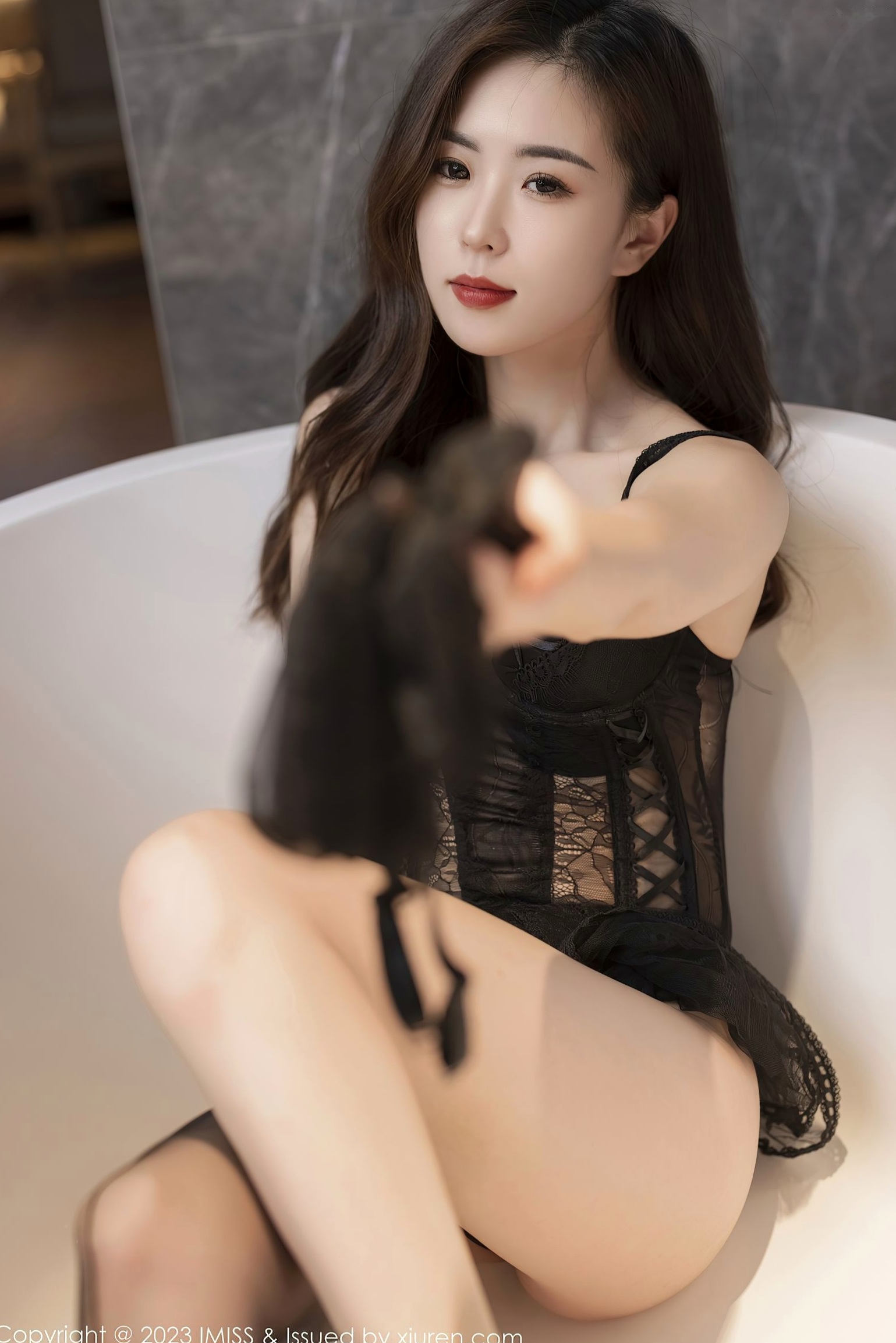 Gallery - IMiss爱蜜社 - Honey Club -723-杨紫嫣Candy-极致诱惑黑色蕾丝兔女郎私房照，吊带袜与高跟鞋演绎性感风情爱蜜社 - Honey Club 性感诱惑私房照内衣 女神私房照_秀色女神 - image 58