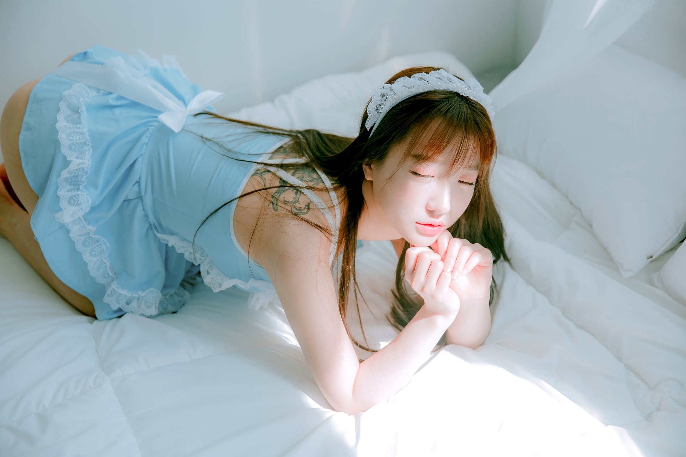 Gallery - 韩国美女孙乐乐Son Ye-Eun换装秀：清纯女仆装与简约针织裙私房照，展现极致纯欲清新女神风采，绝美视觉盛宴韩国女神私房照女仆清新 女神私房照_秀色女神 - image 35