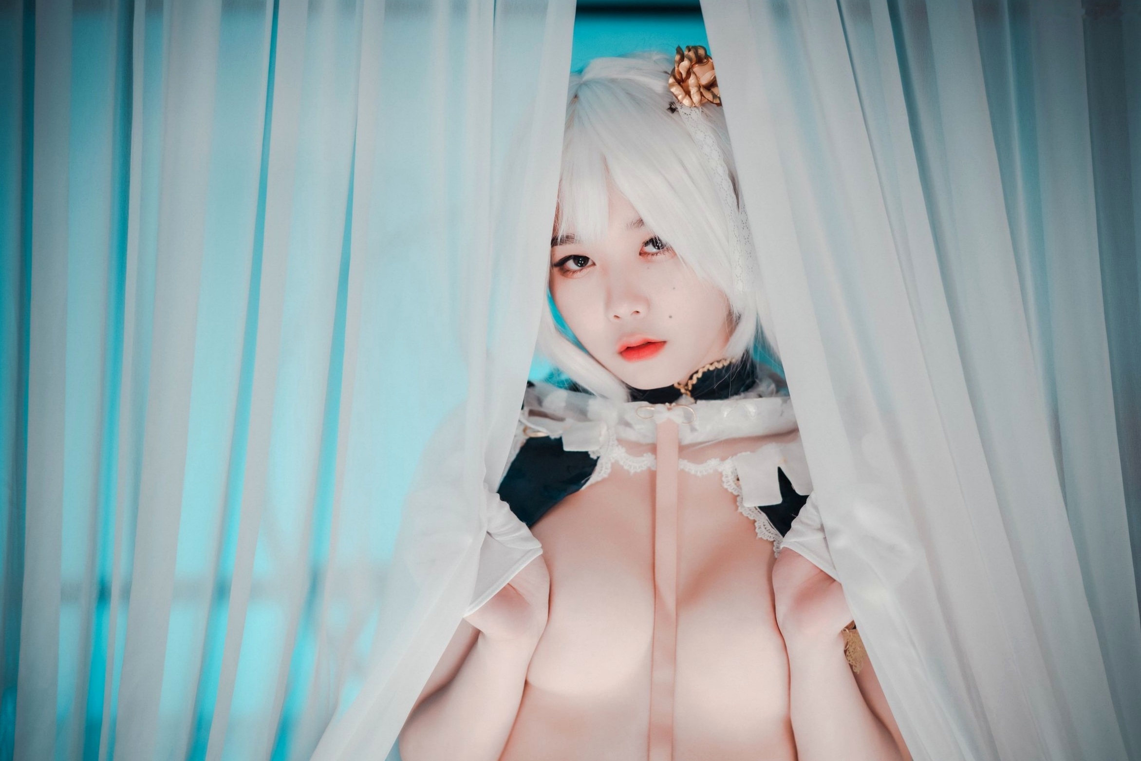 Gallery - 韩国美女琪雅Zia-碧波青云Cosplay私房照-唯美二次元白发诱惑性感写真-DJAWA高清套图韩国性感私房照角色扮演白嫩 女神私房照_秀色女神 - image 34