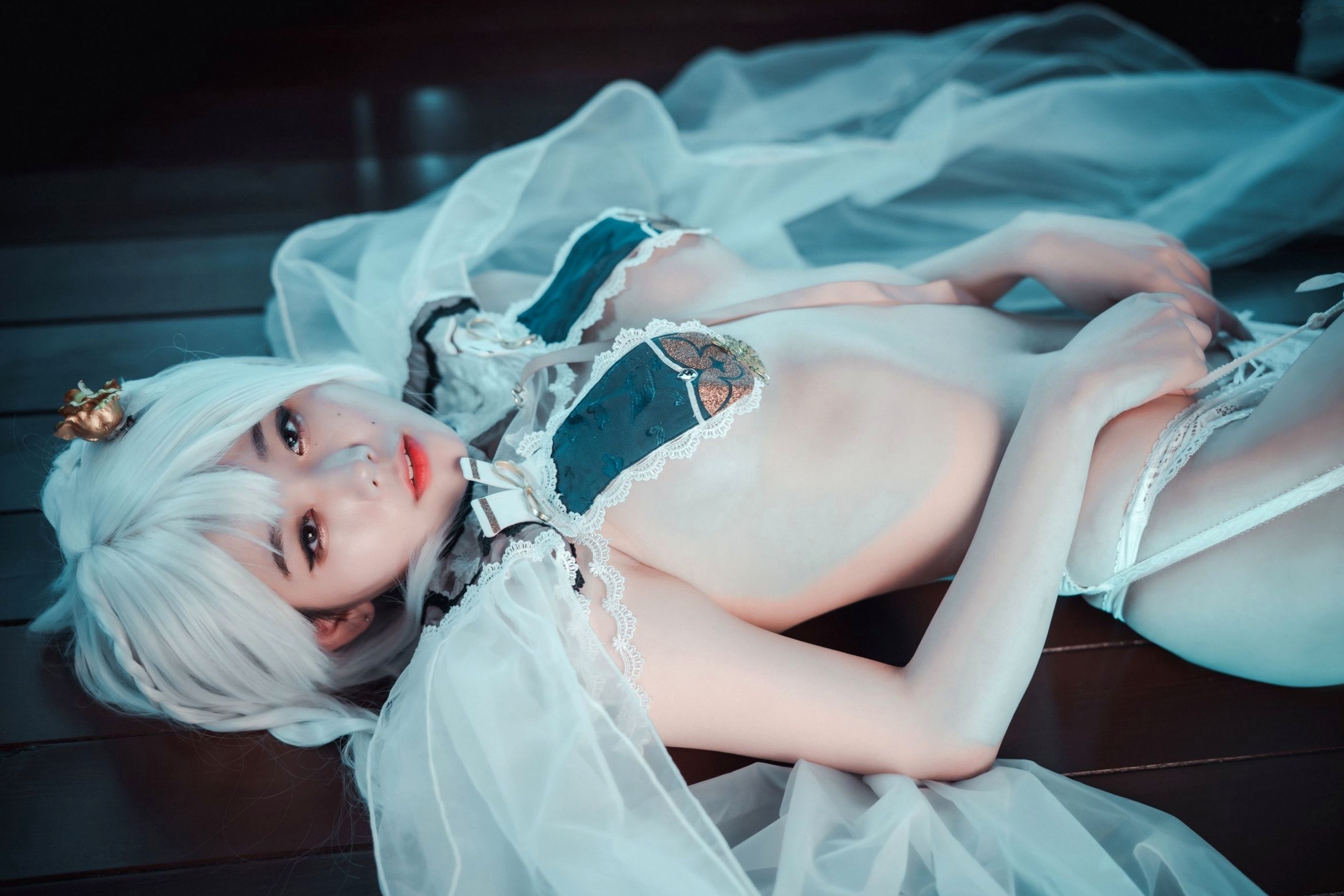 Gallery - 韩国美女琪雅Zia-碧波青云Cosplay私房照-唯美二次元白发诱惑性感写真-DJAWA高清套图韩国性感私房照角色扮演白嫩 女神私房照_秀色女神 - image 40