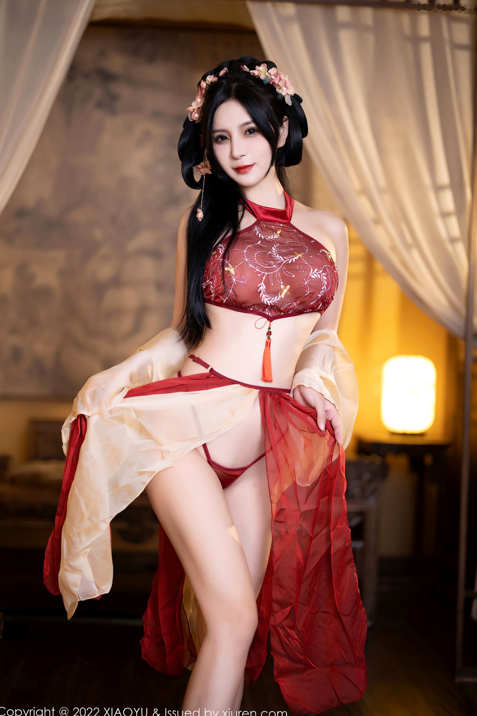 Gallery - XiaoYu语画界 - Painting World -858：小蛮妖Yummy杭州古典旅拍，红纱古装尽显诱惑风情，伴随古琴演绎白嫩肌肤之美性感私房照气质语画界 - Painting World  女神私房照_秀色女神 - image 13