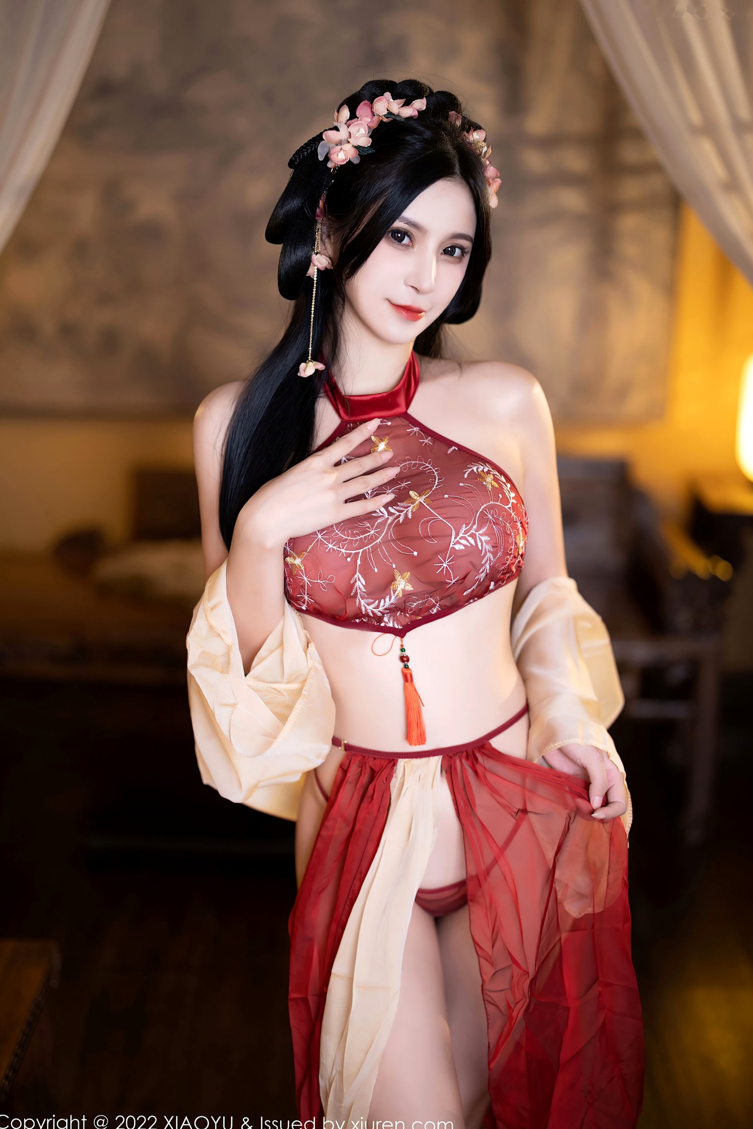 Gallery - XiaoYu语画界 - Painting World -858：小蛮妖Yummy杭州古典旅拍，红纱古装尽显诱惑风情，伴随古琴演绎白嫩肌肤之美性感私房照气质语画界 - Painting World  女神私房照_秀色女神 - image 16