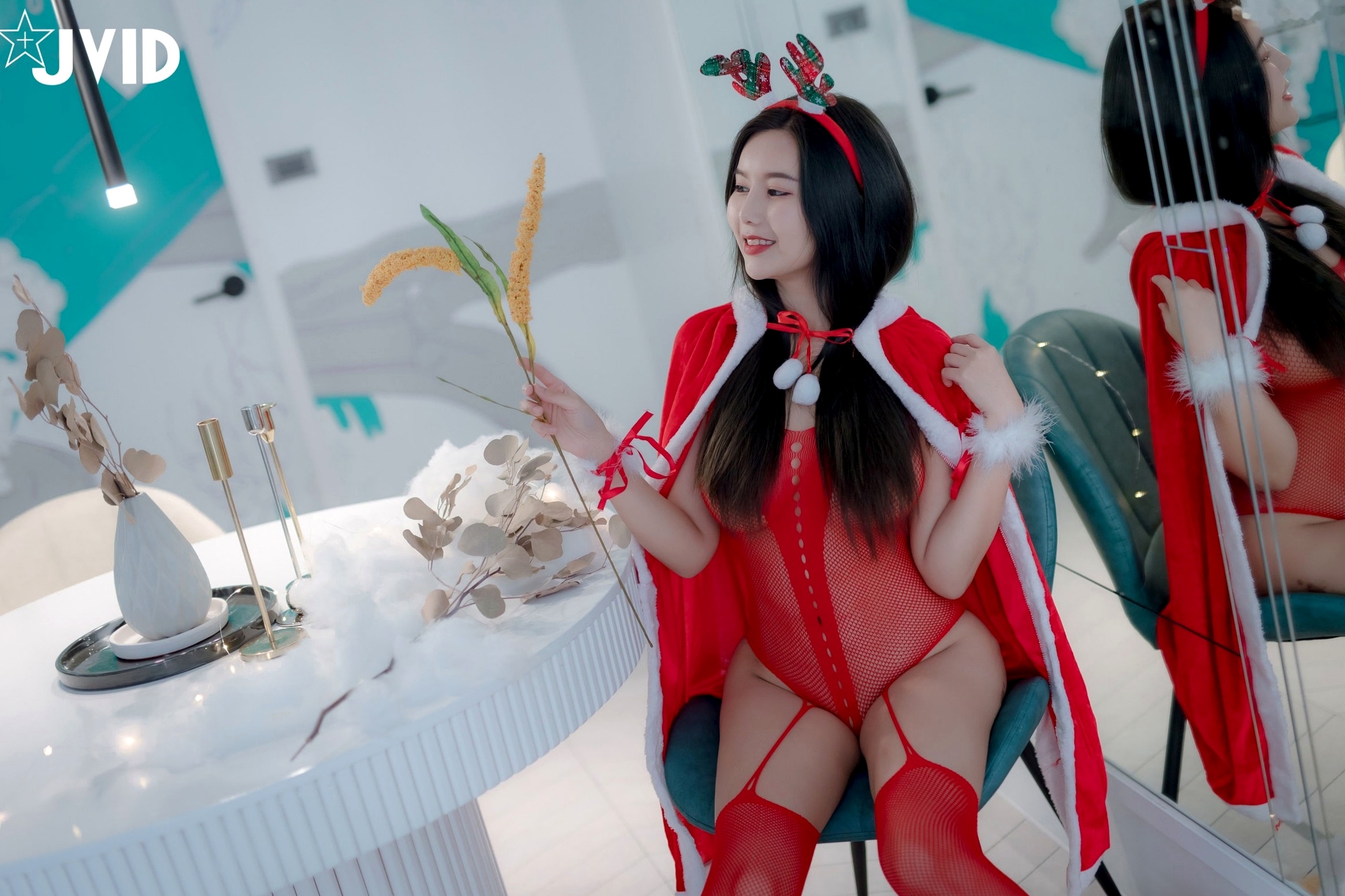 Gallery - JVID-木木森-性感圣诞派对-鹿角透视红纱篇 - 无圣光大尺度JVID 女神私房照_秀色女神 - image 10